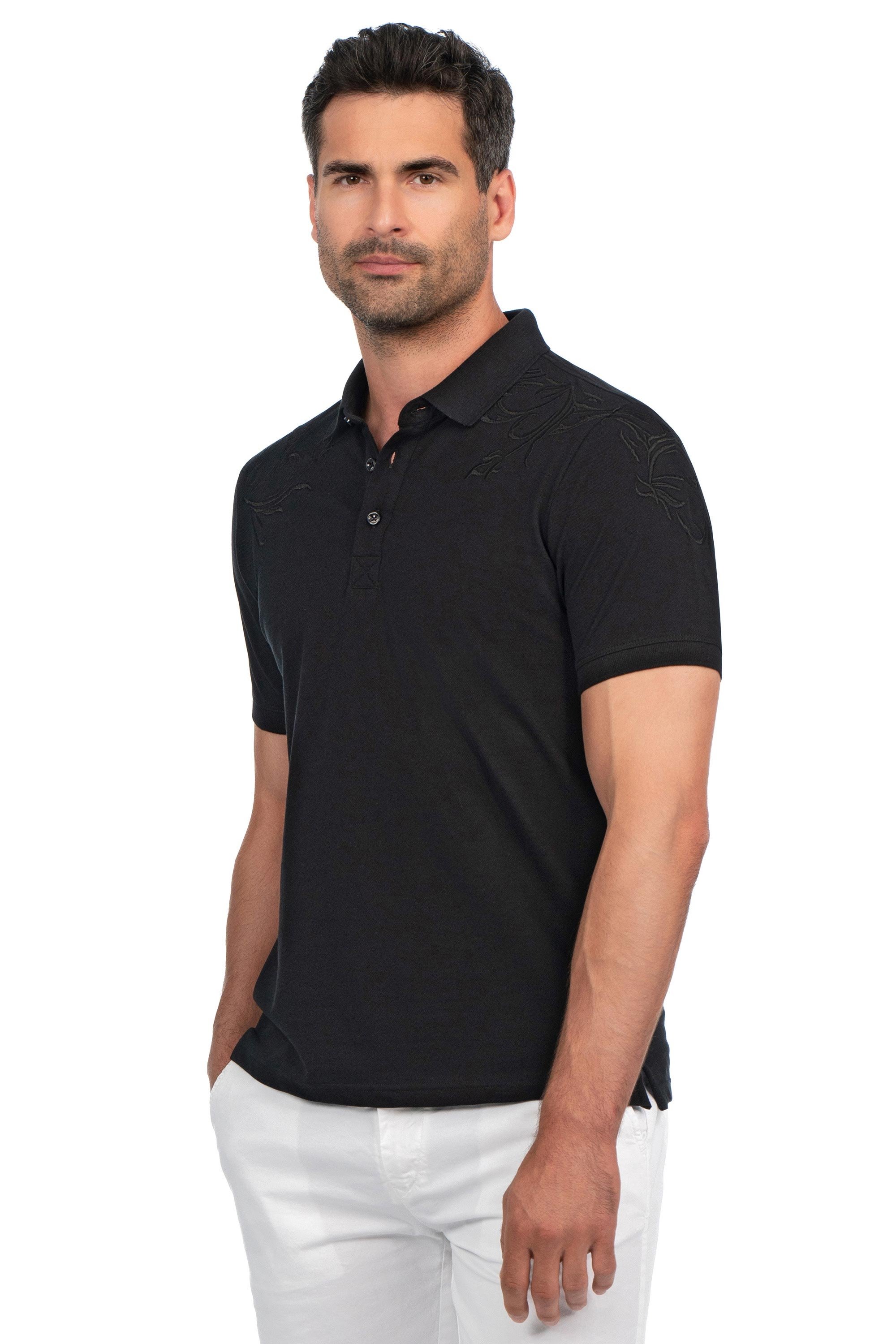 Tricou polo slim negru uni
