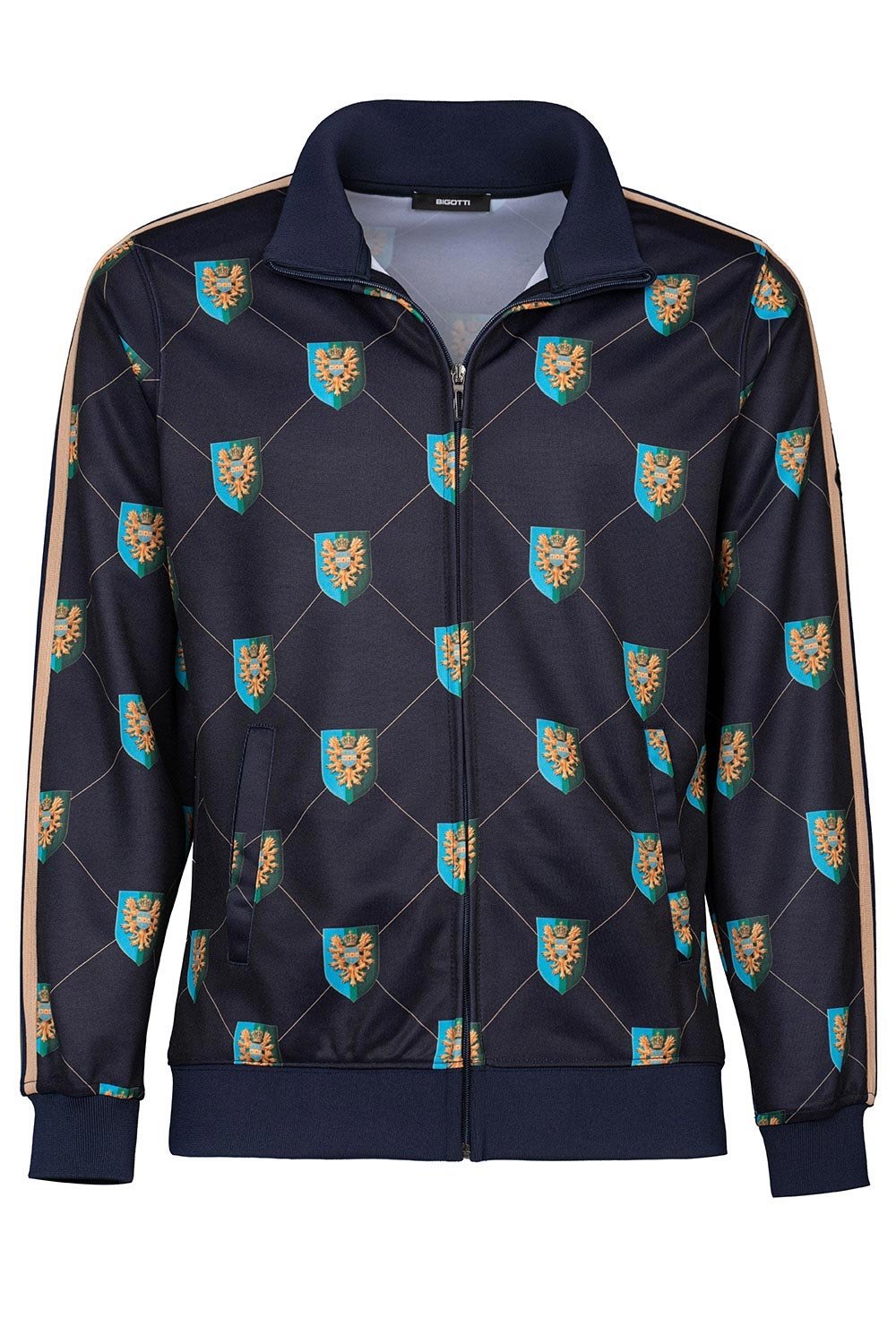 Hanorac slim bleumarin print geometric