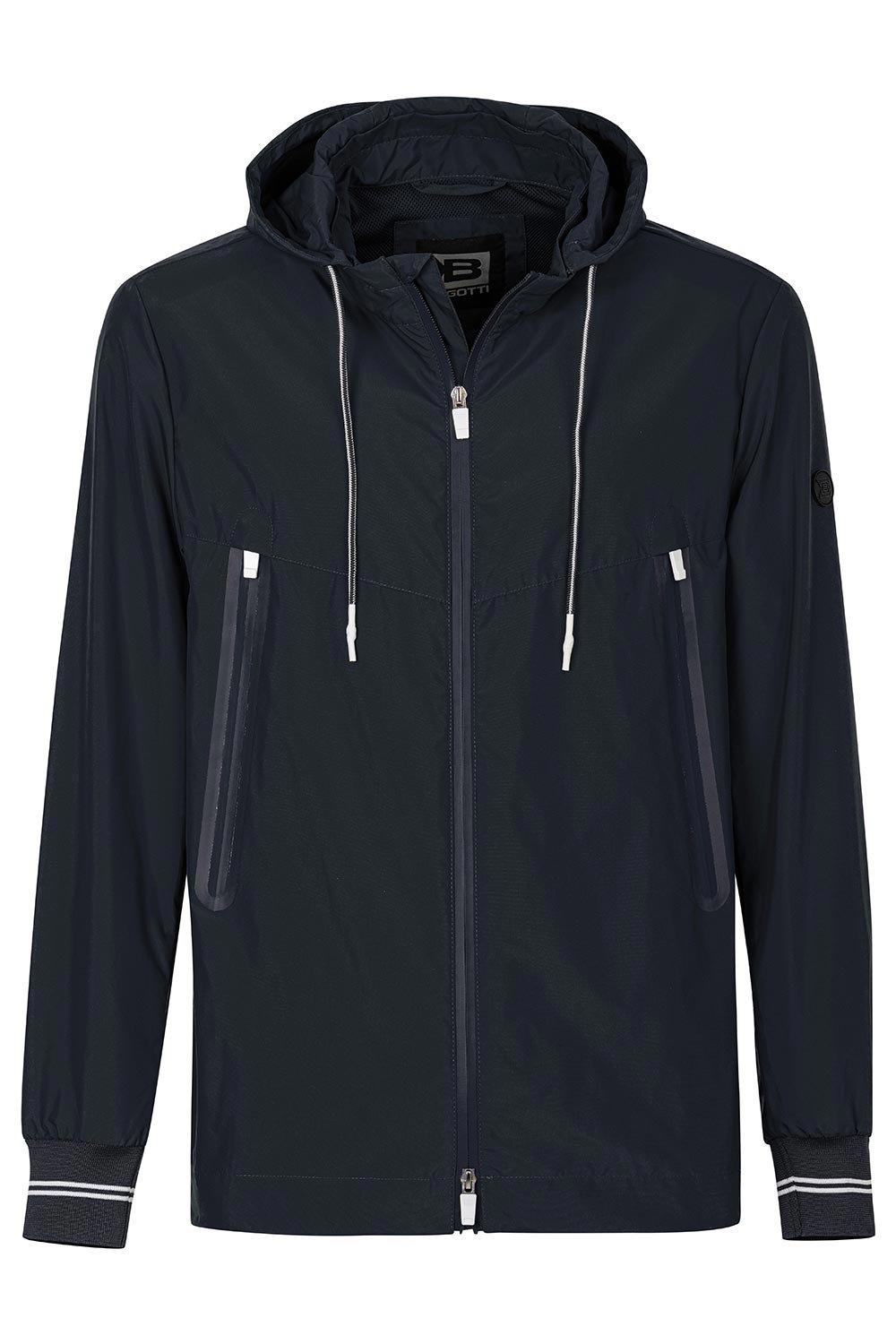 Geaca slim bleumarin uni cu gluga detasabila