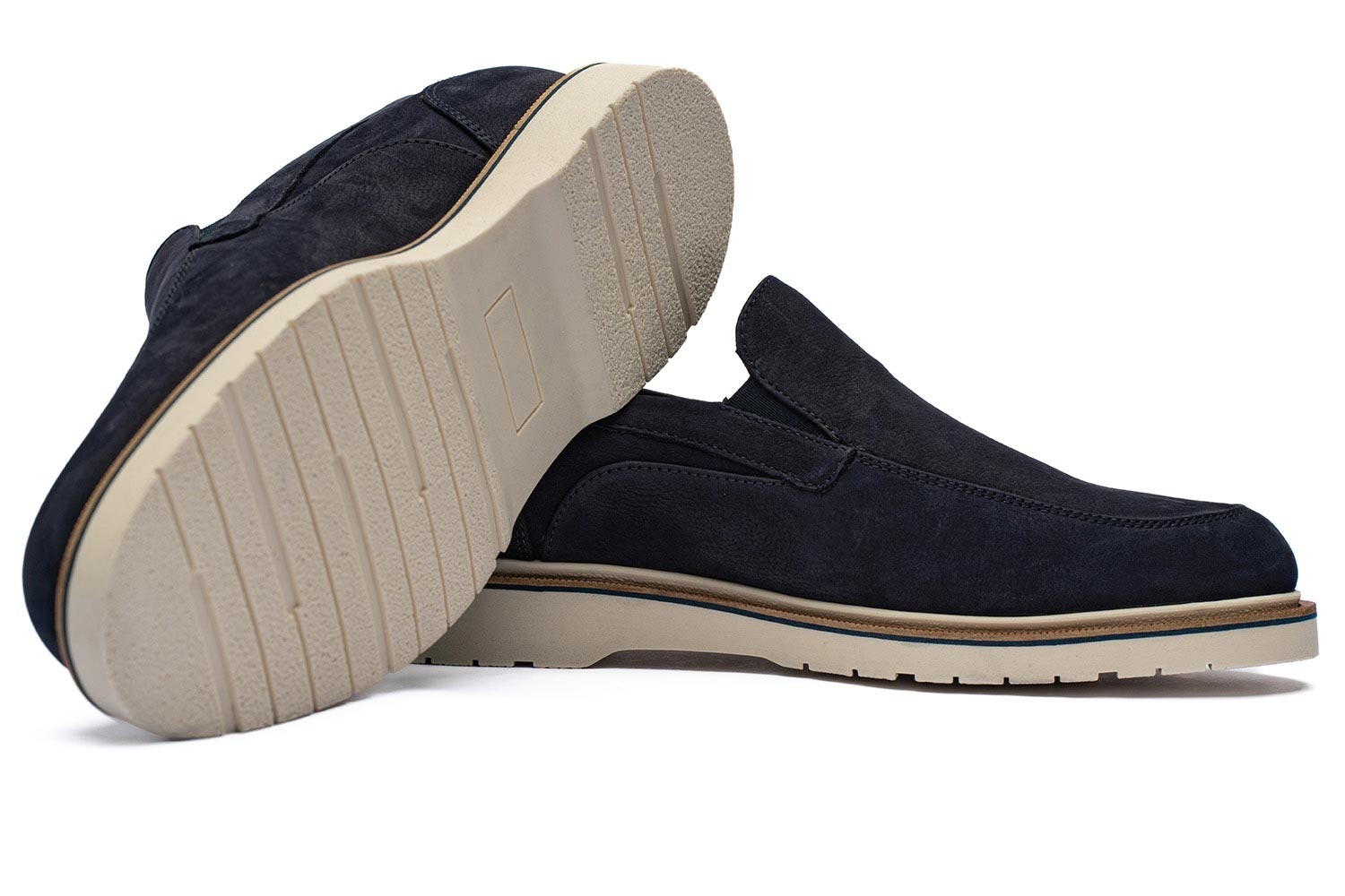 Mocasini bleumarin piele nabuc