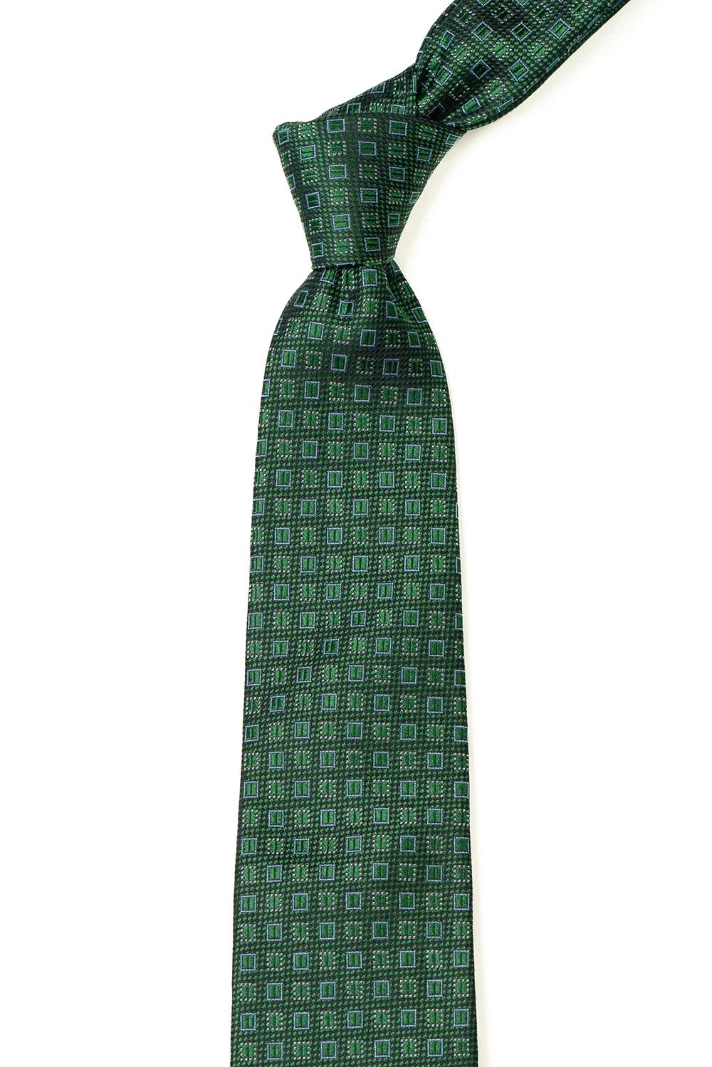 Cravata matase tesuta verde print geometric