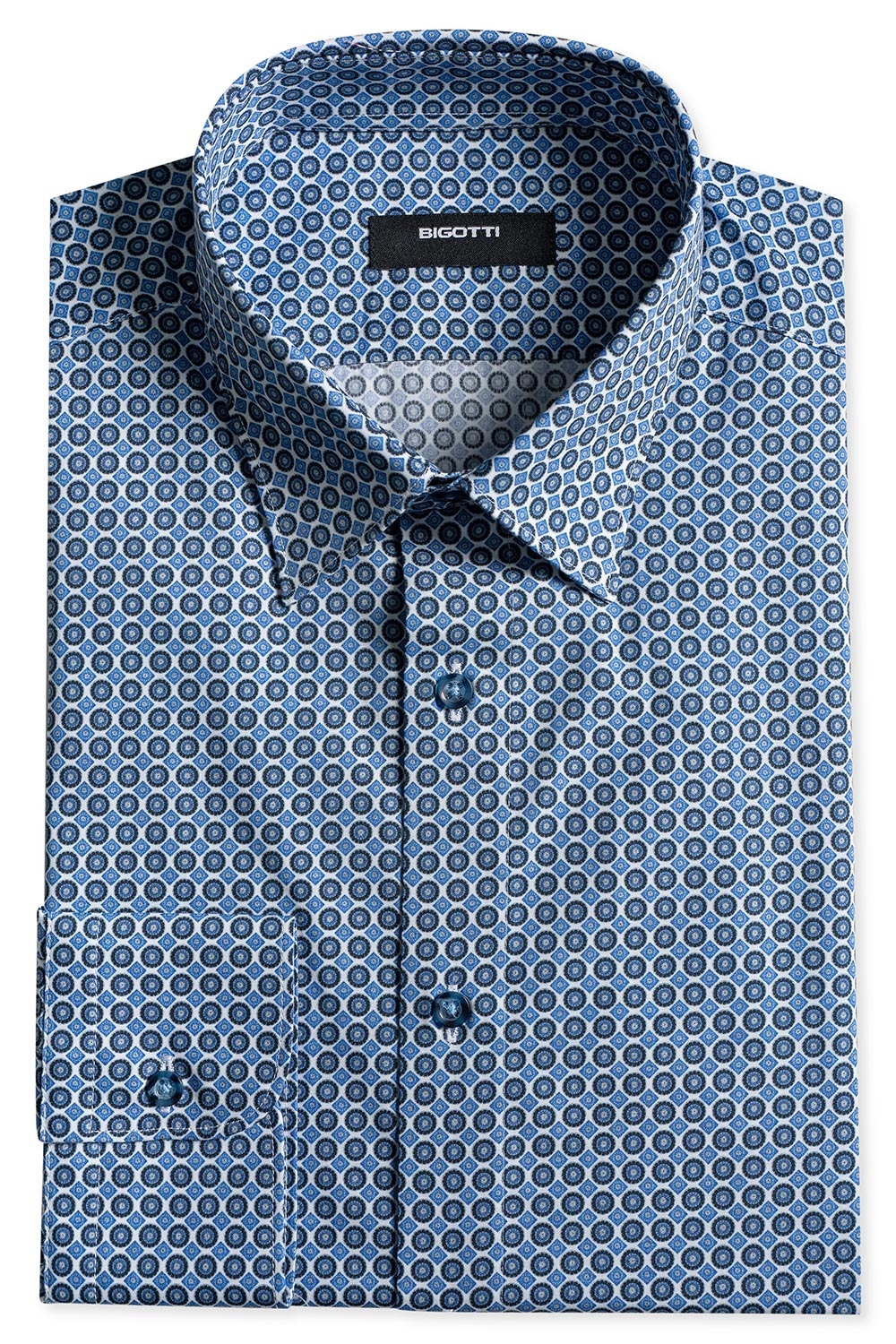 Camasa slim alba print geometric