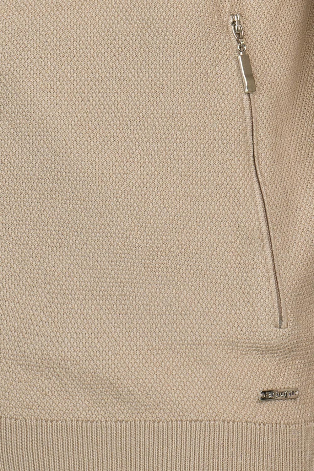 Pulover regular bej cu fermoar