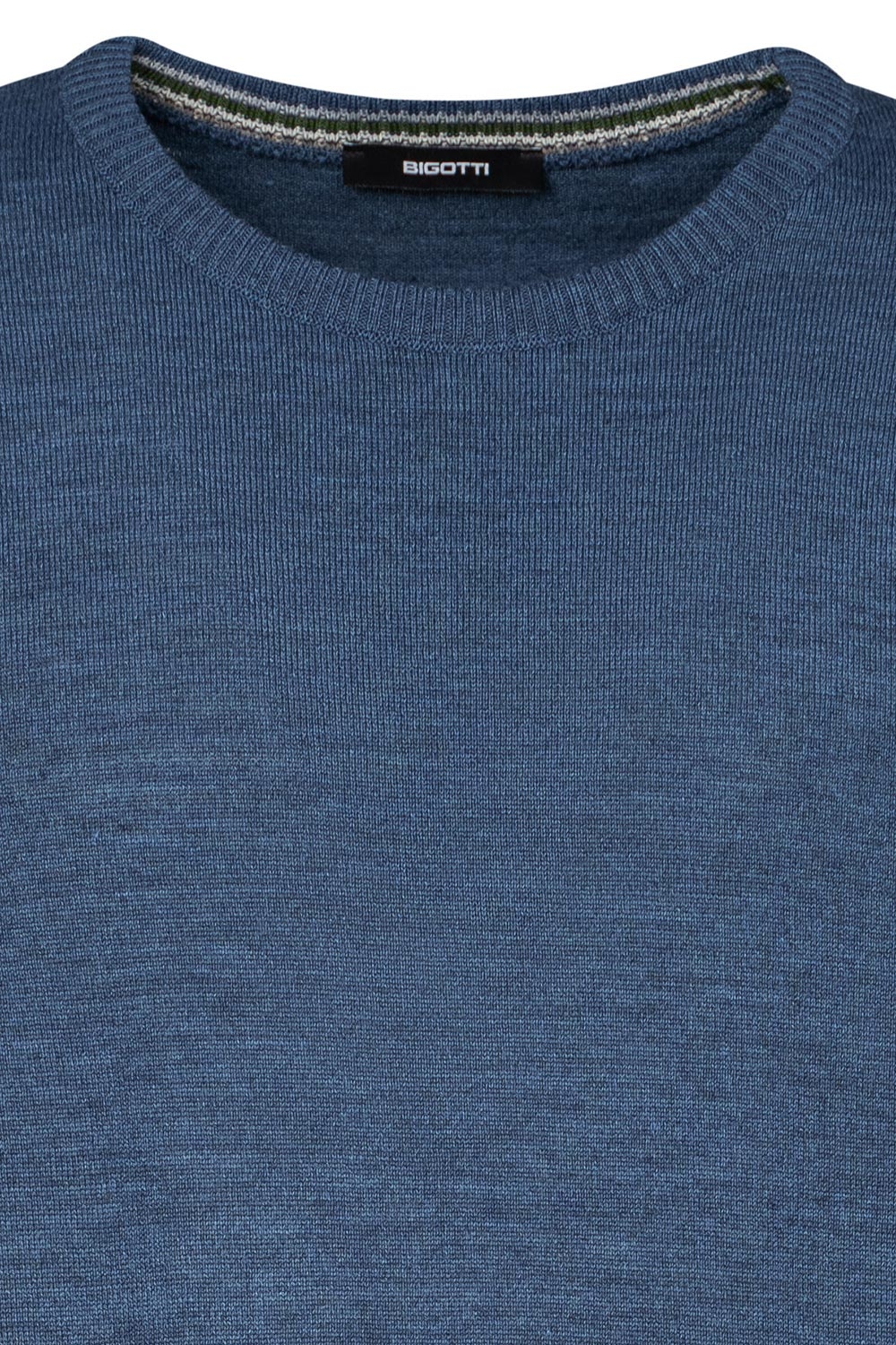 Pulover regular albastru guler rotund