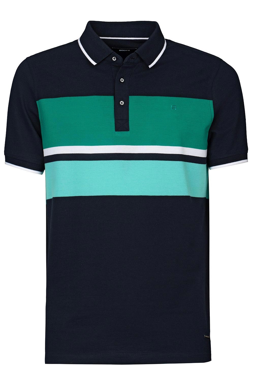 Tricou polo regular bleumarin cu dungi