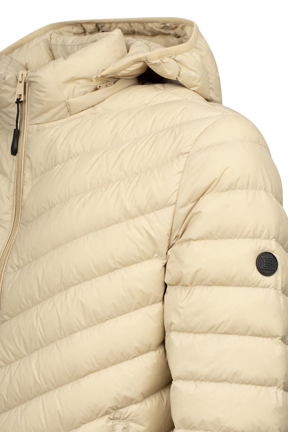 Geaca slim bej uni cu puf