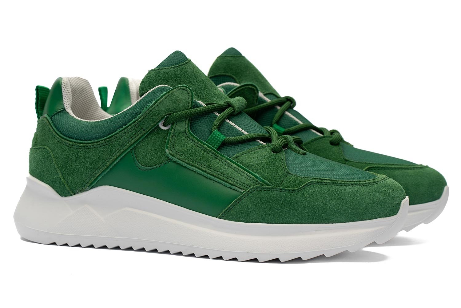 Sneakers verzi piele si textil