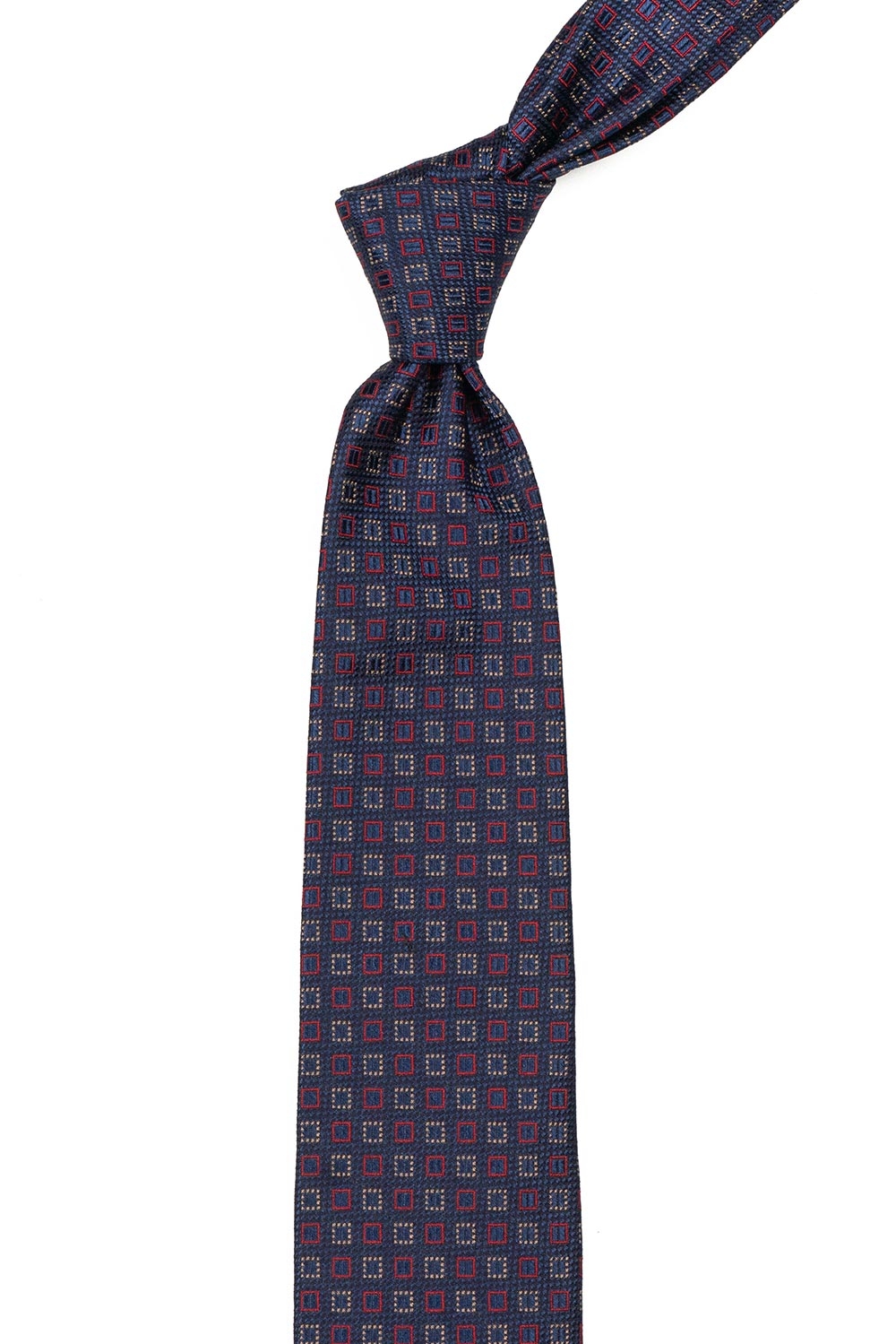 Cravata matase tesuta albastra print geometric