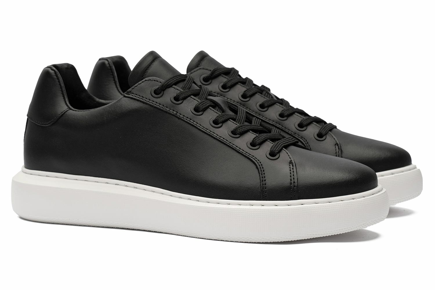 Sneakers negri piele naturala