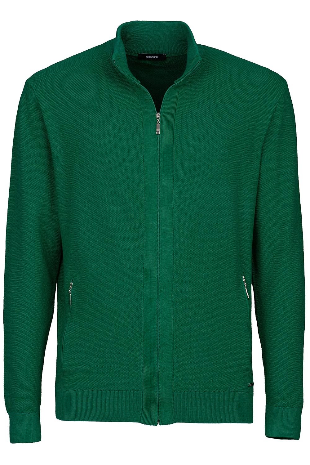 Pulover regular verde cu fermoar