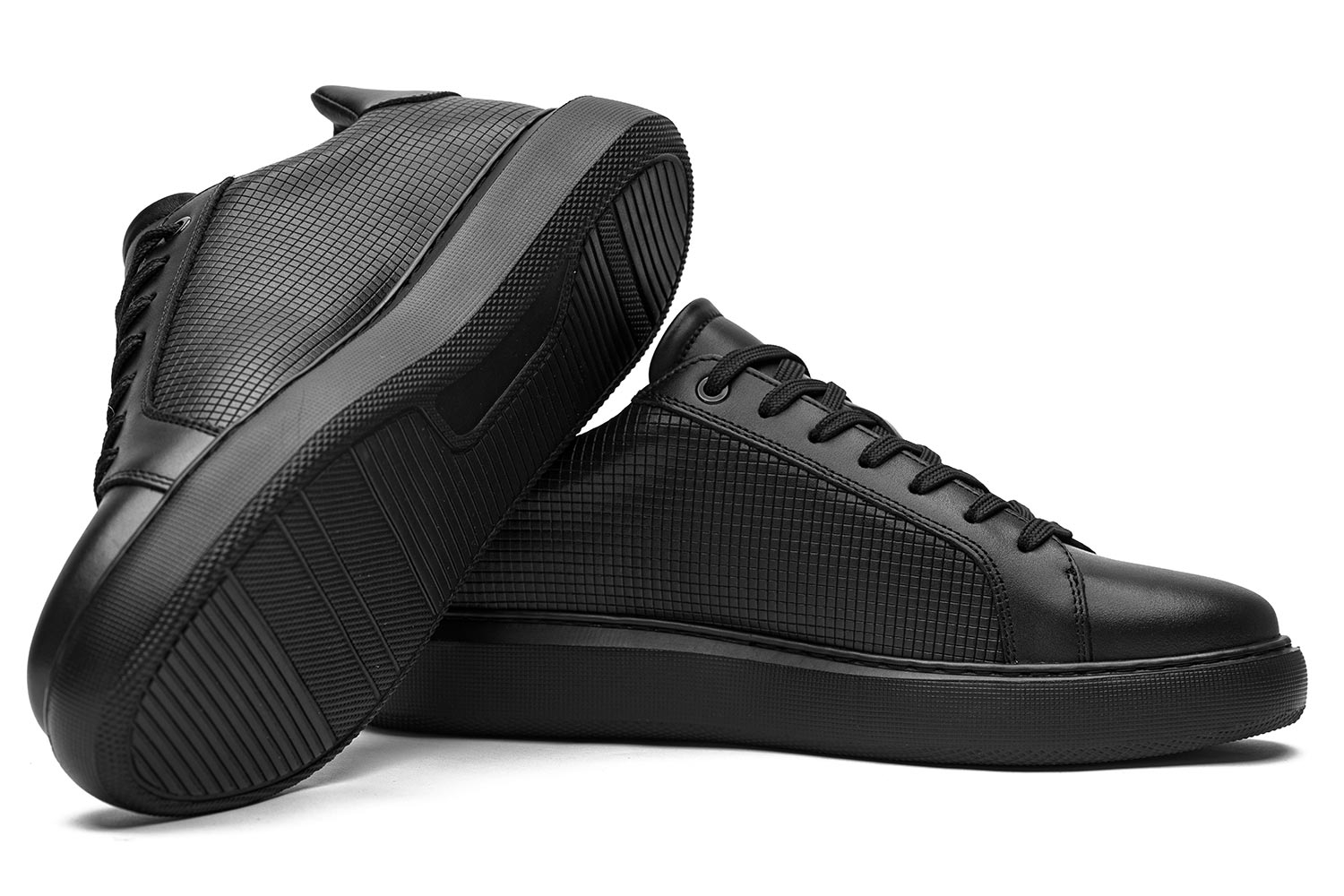 Sneakers negri piele naturala