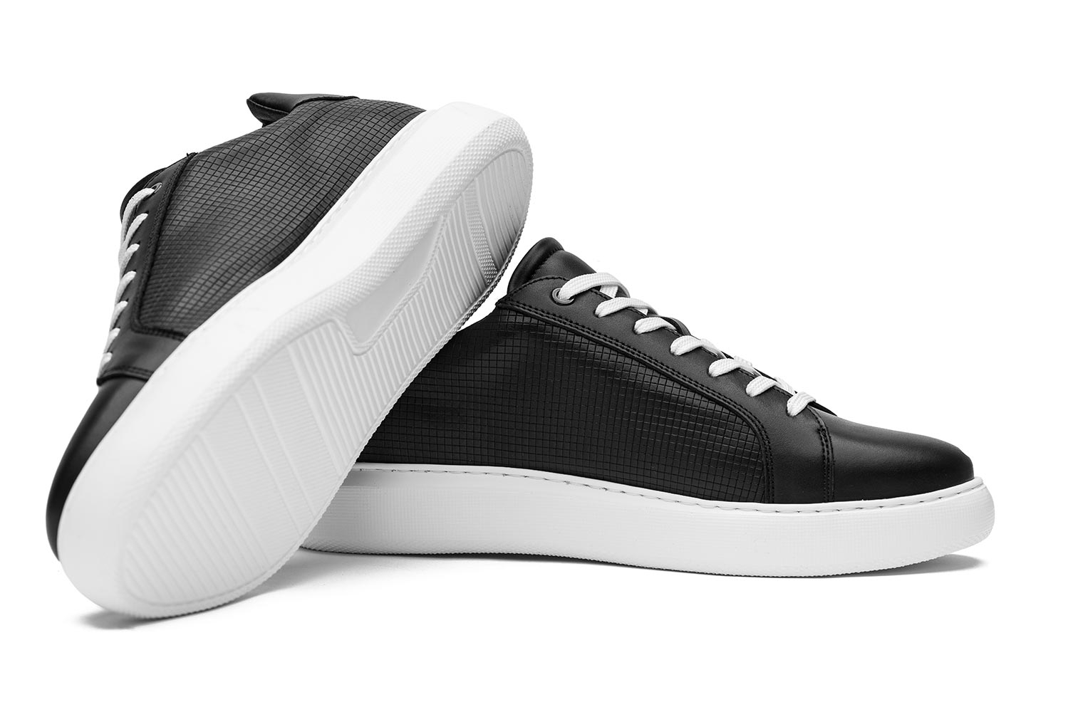 Sneakers negri piele naturala
