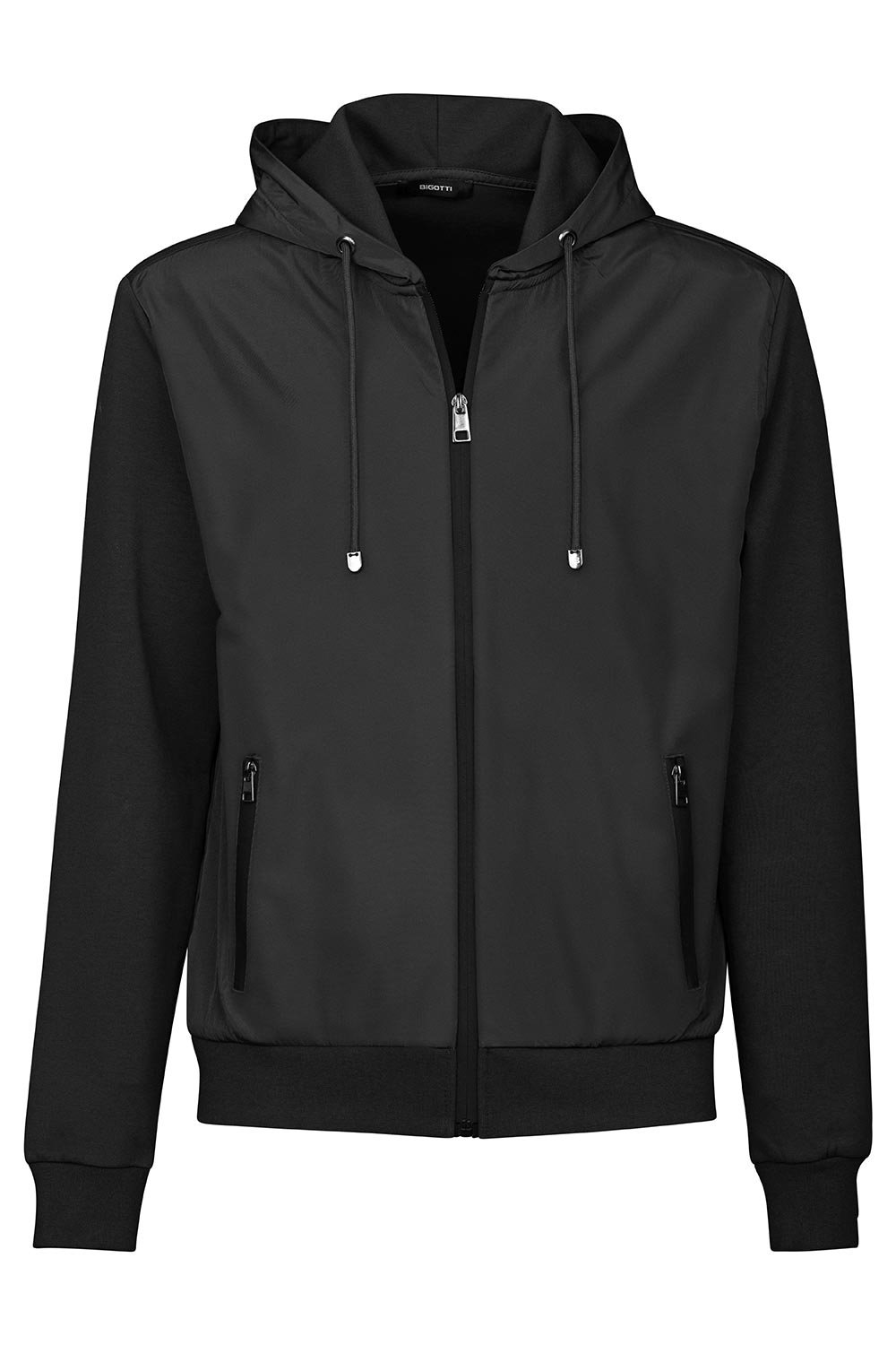 Hanorac slim negru cu fermoar