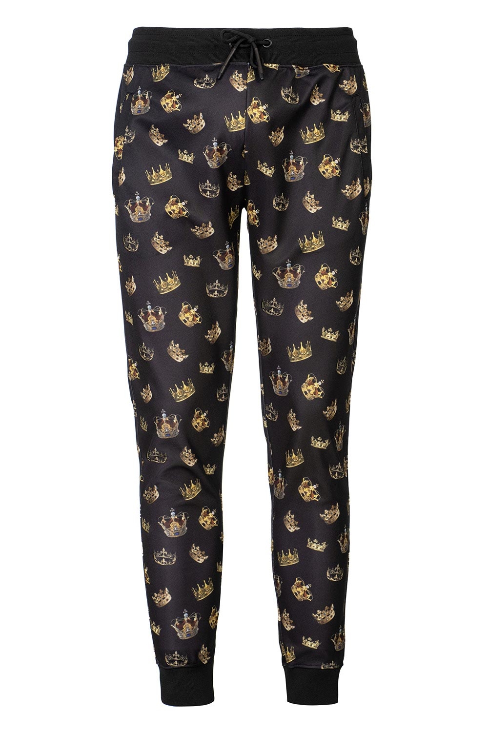 Pantaloni trening slim negri print geometric