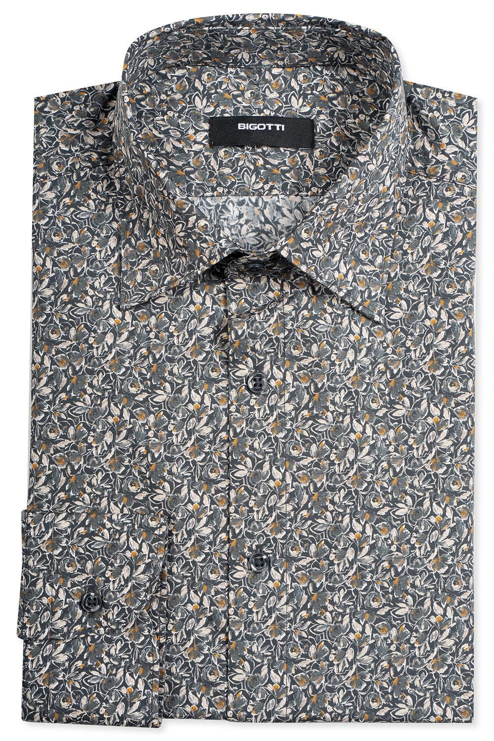 Camasa slim gri print floral