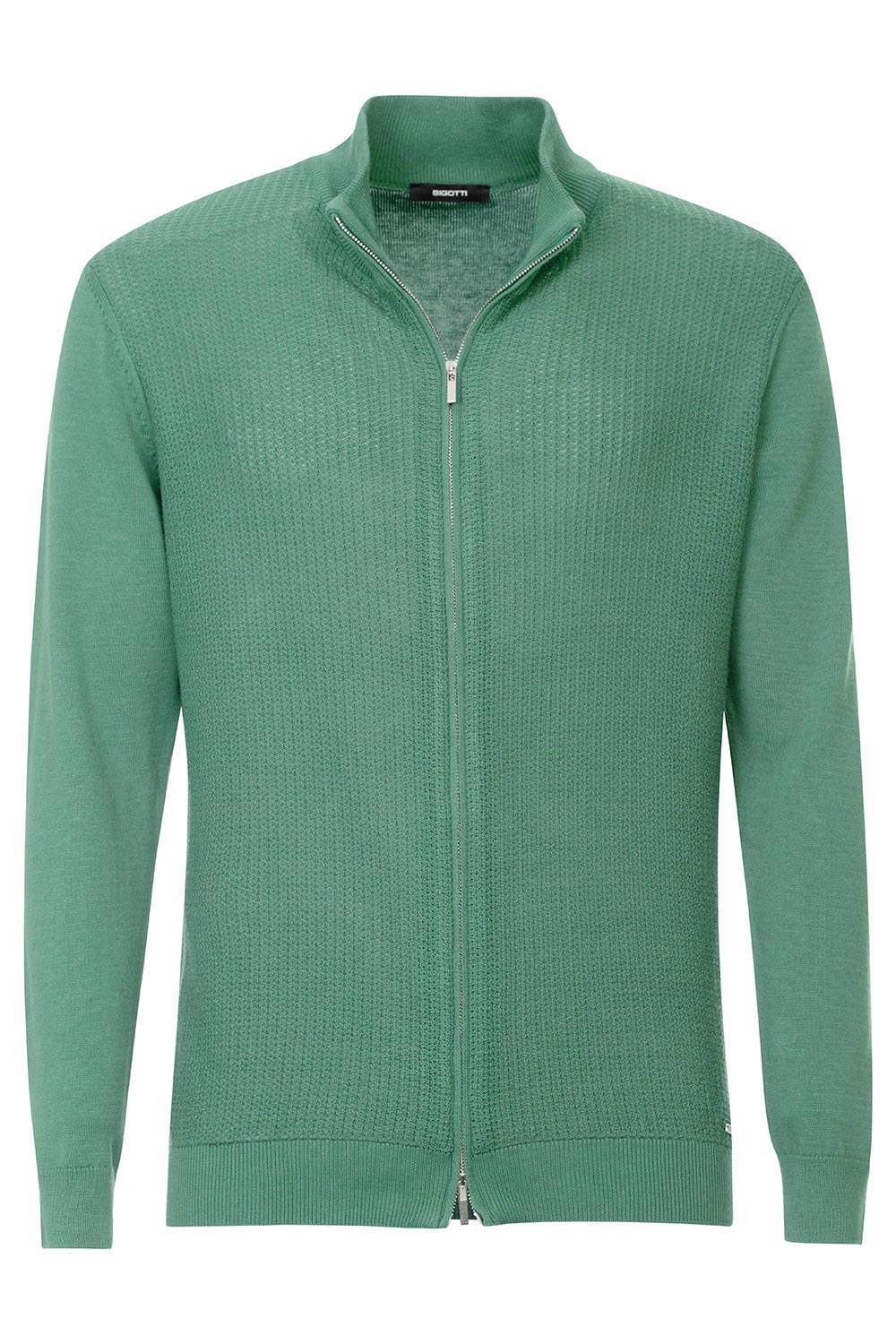 Pulover regular verde cu fermoar