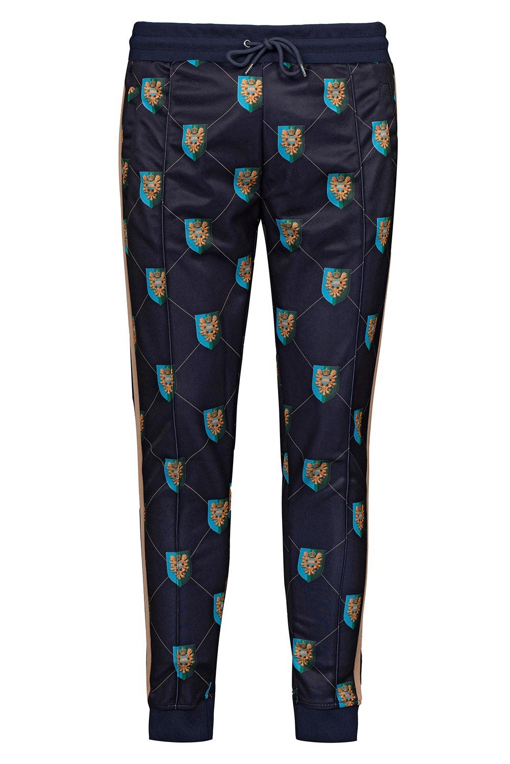 Pantaloni trening slim bleumarin print geometric