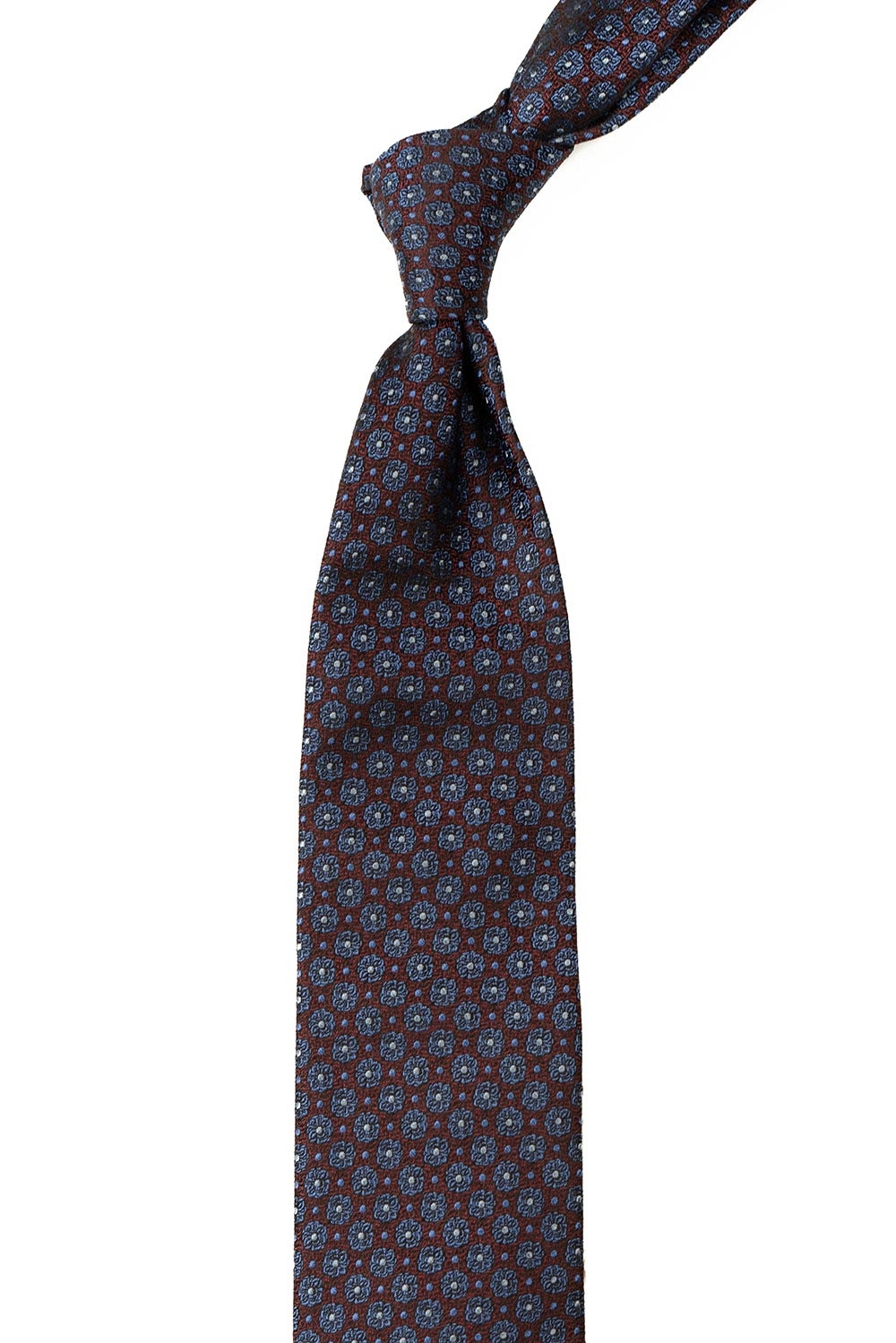 Cravata matase tesuta maro print floral