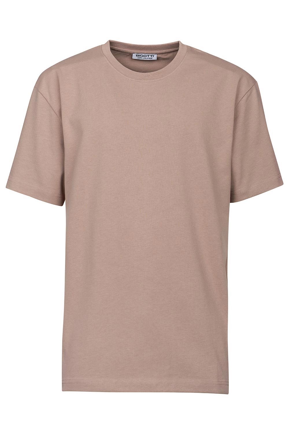 Tricou oversize bej guler rotund