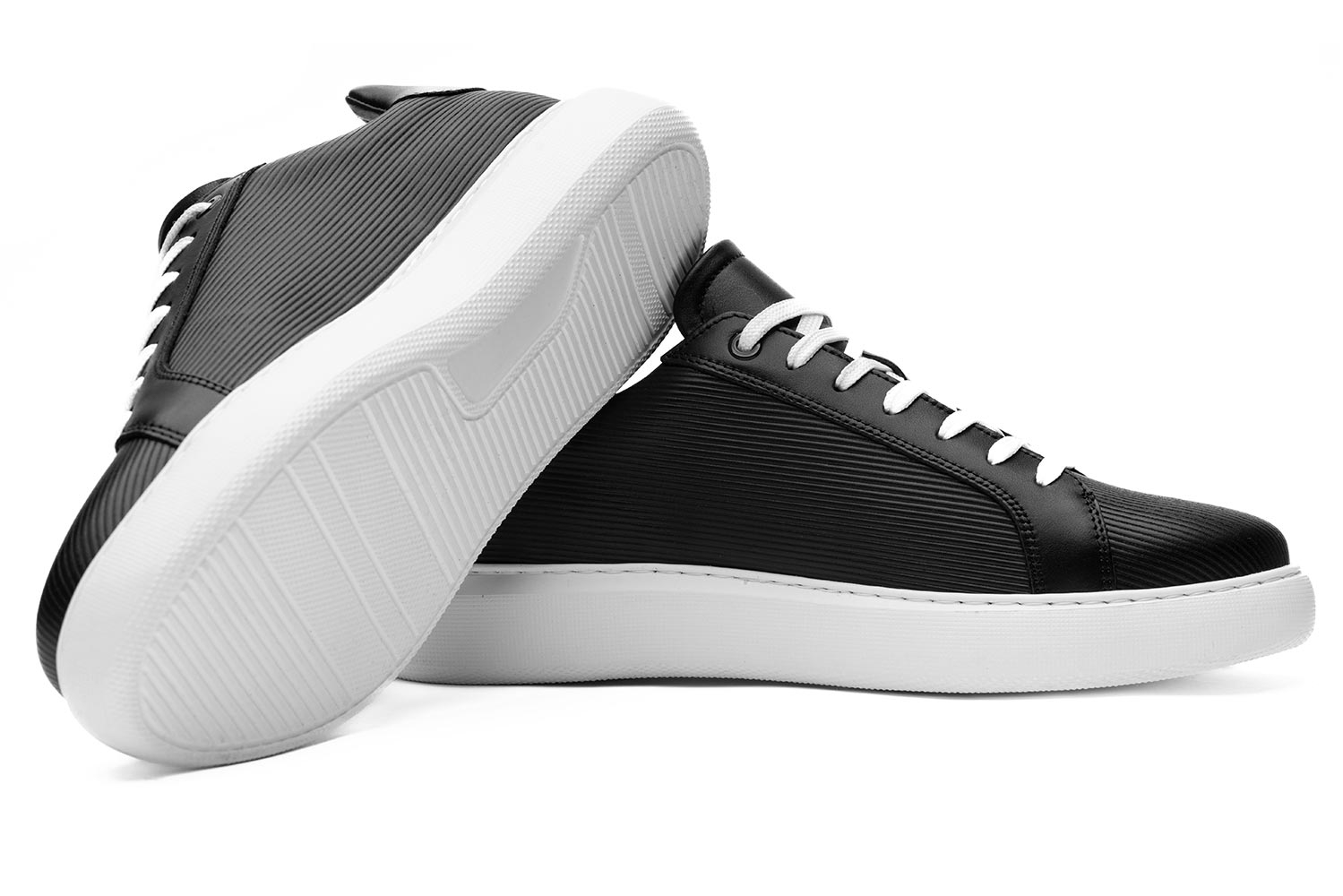 Sneakers negri piele naturala