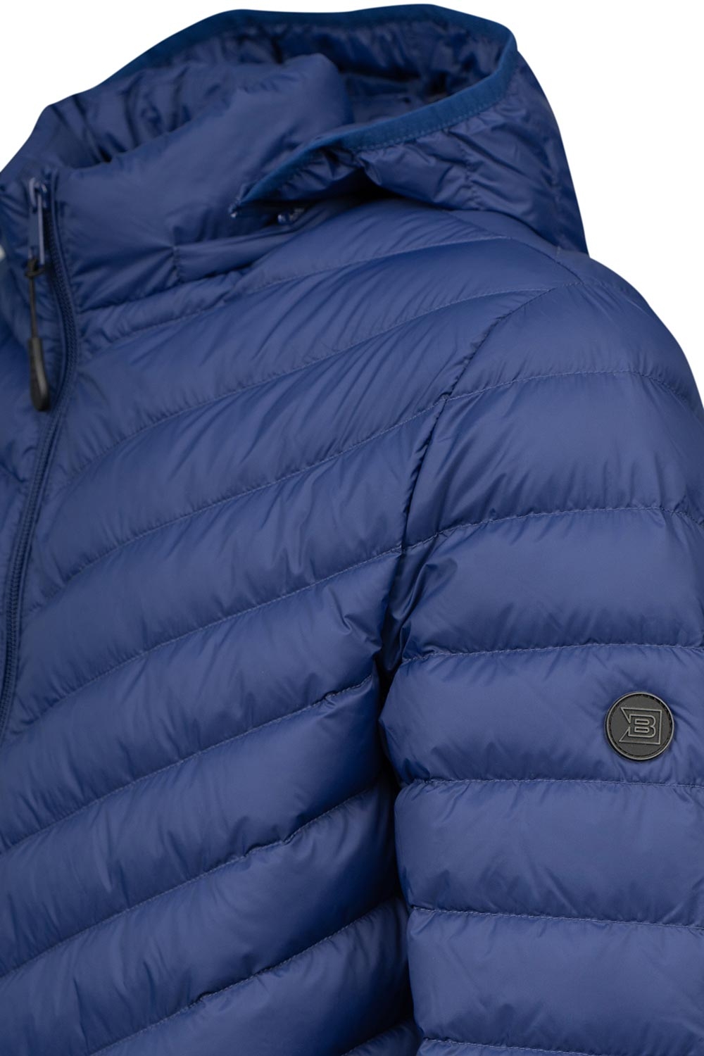 Geaca slim albastra uni cu puf