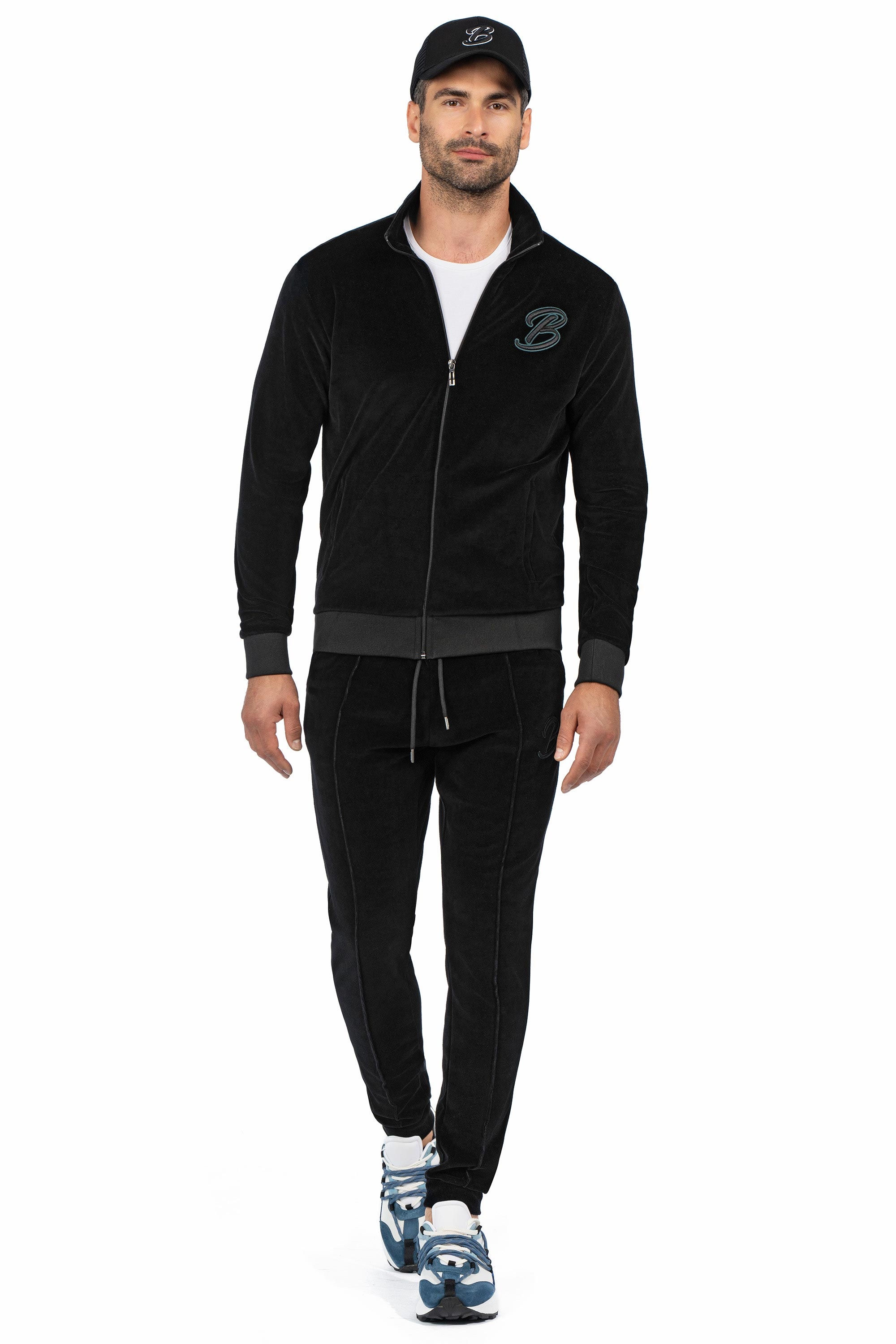 Pantaloni trening slim negri uni