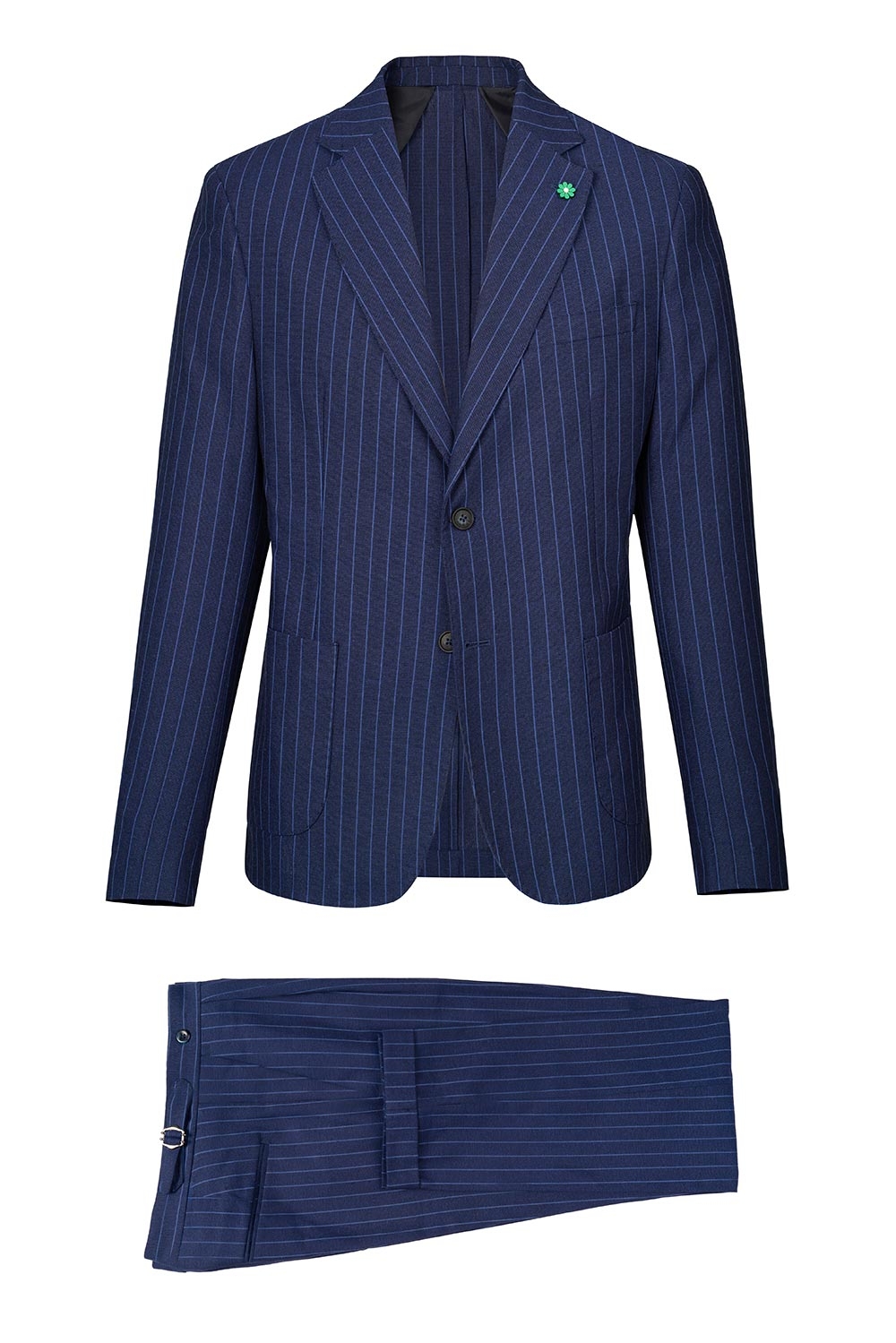 Costum albastru in dungi