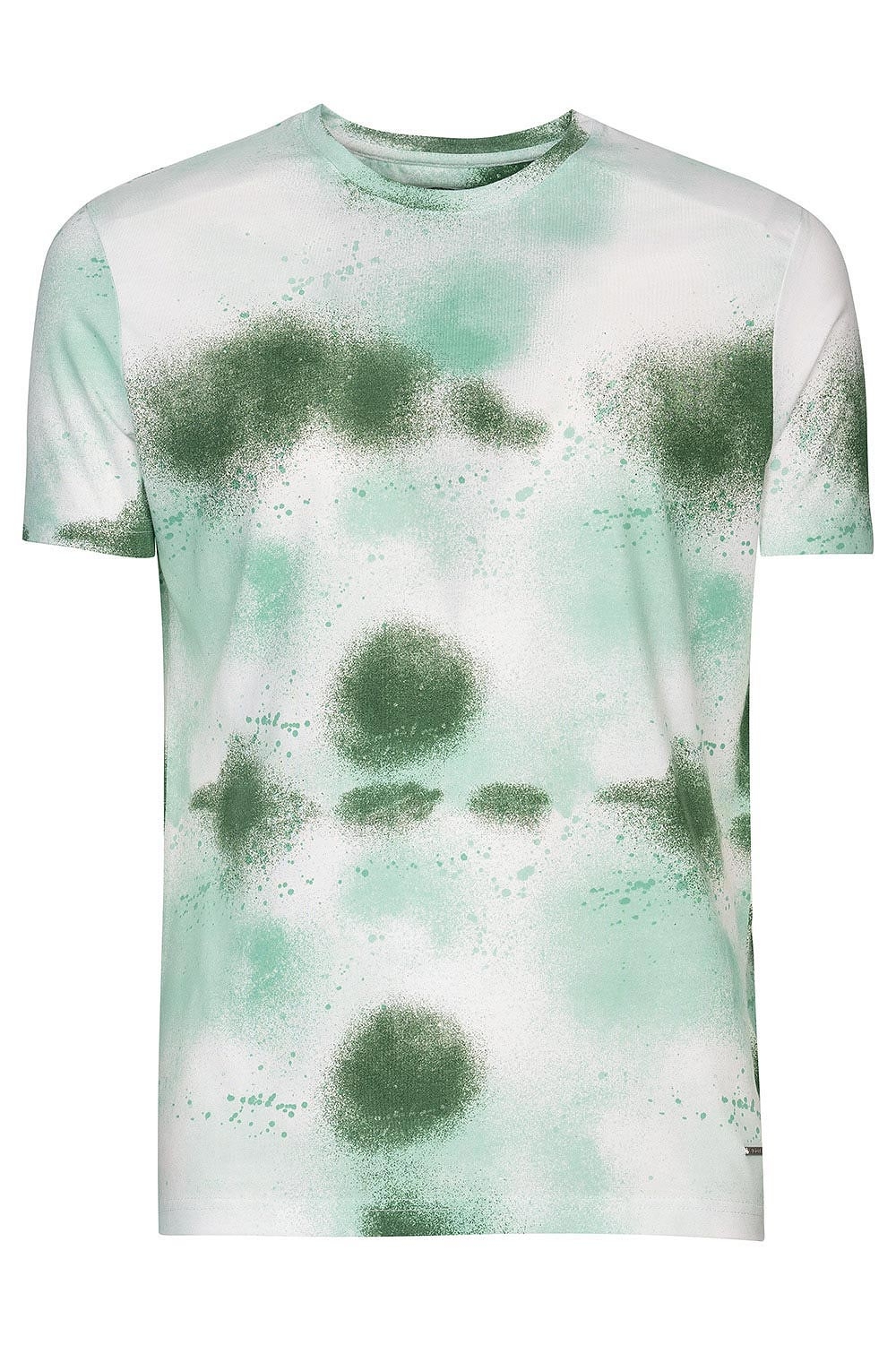 Tricou slim alb print guler rotund