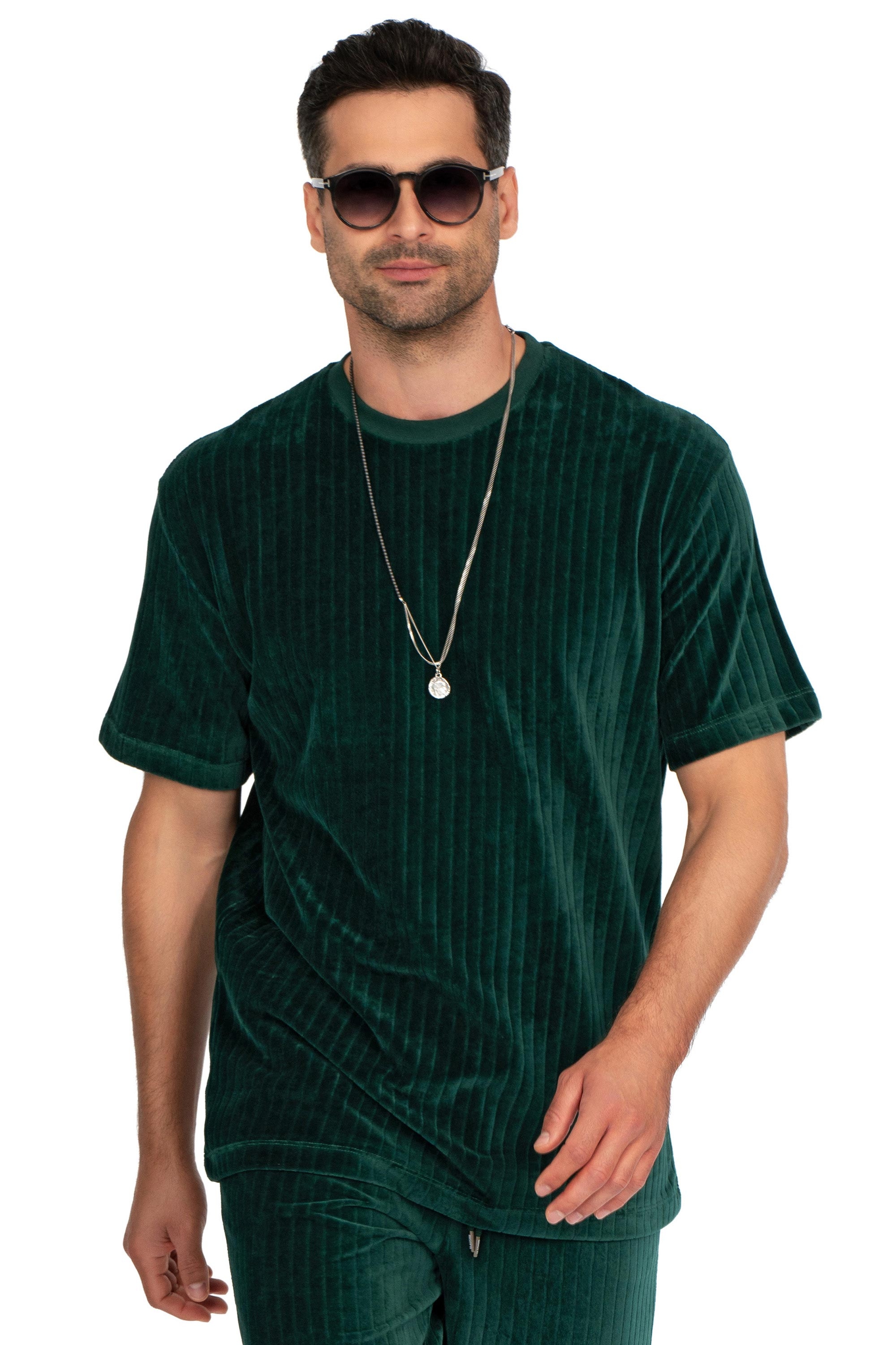 Tricou oversize verde guler rotund