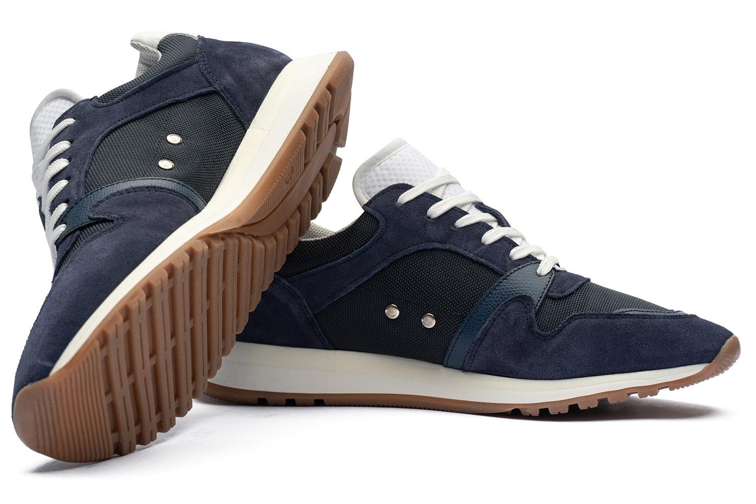 Sneakers bleumarin piele si textil