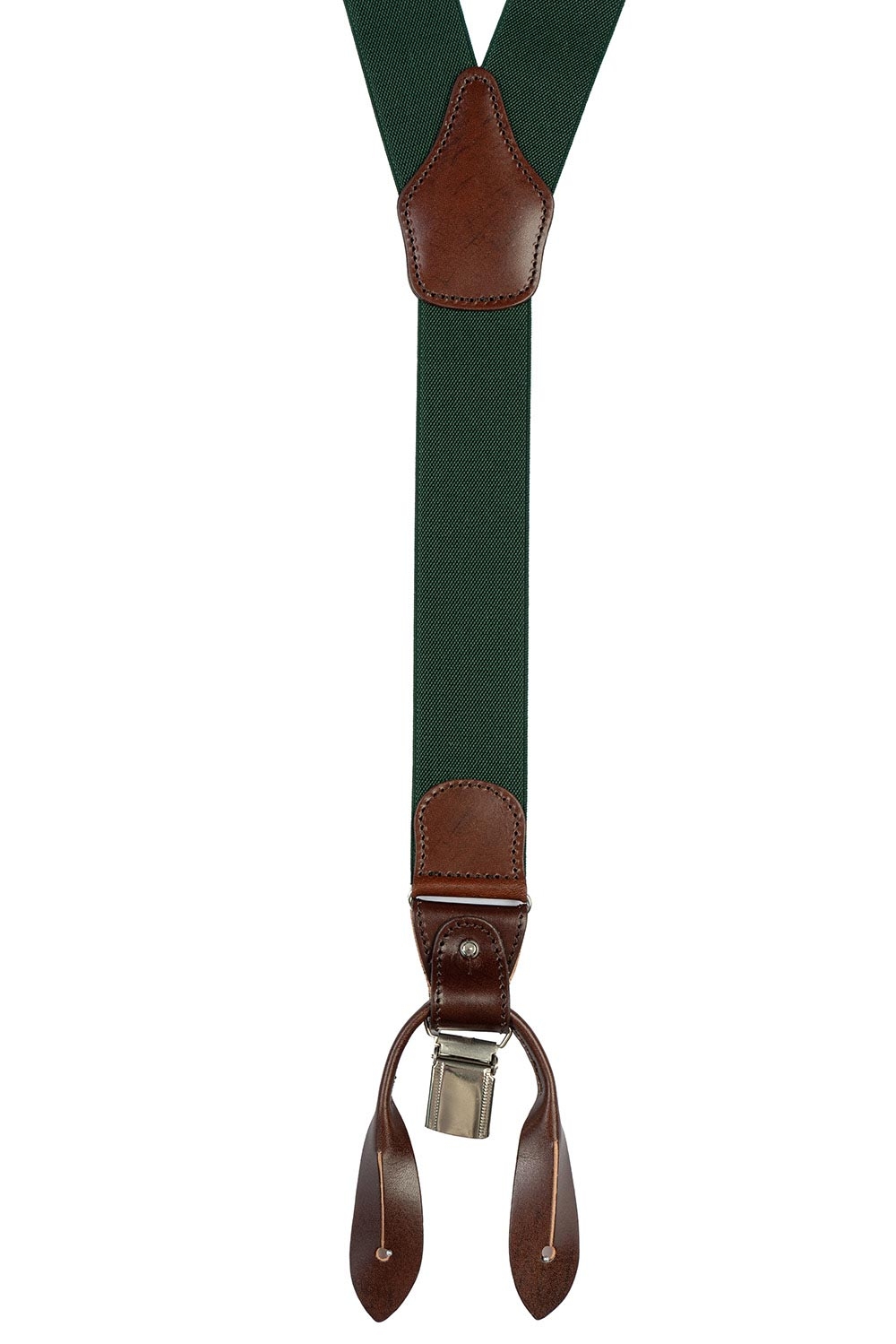 Bretele verde uni poliester,piele,metal