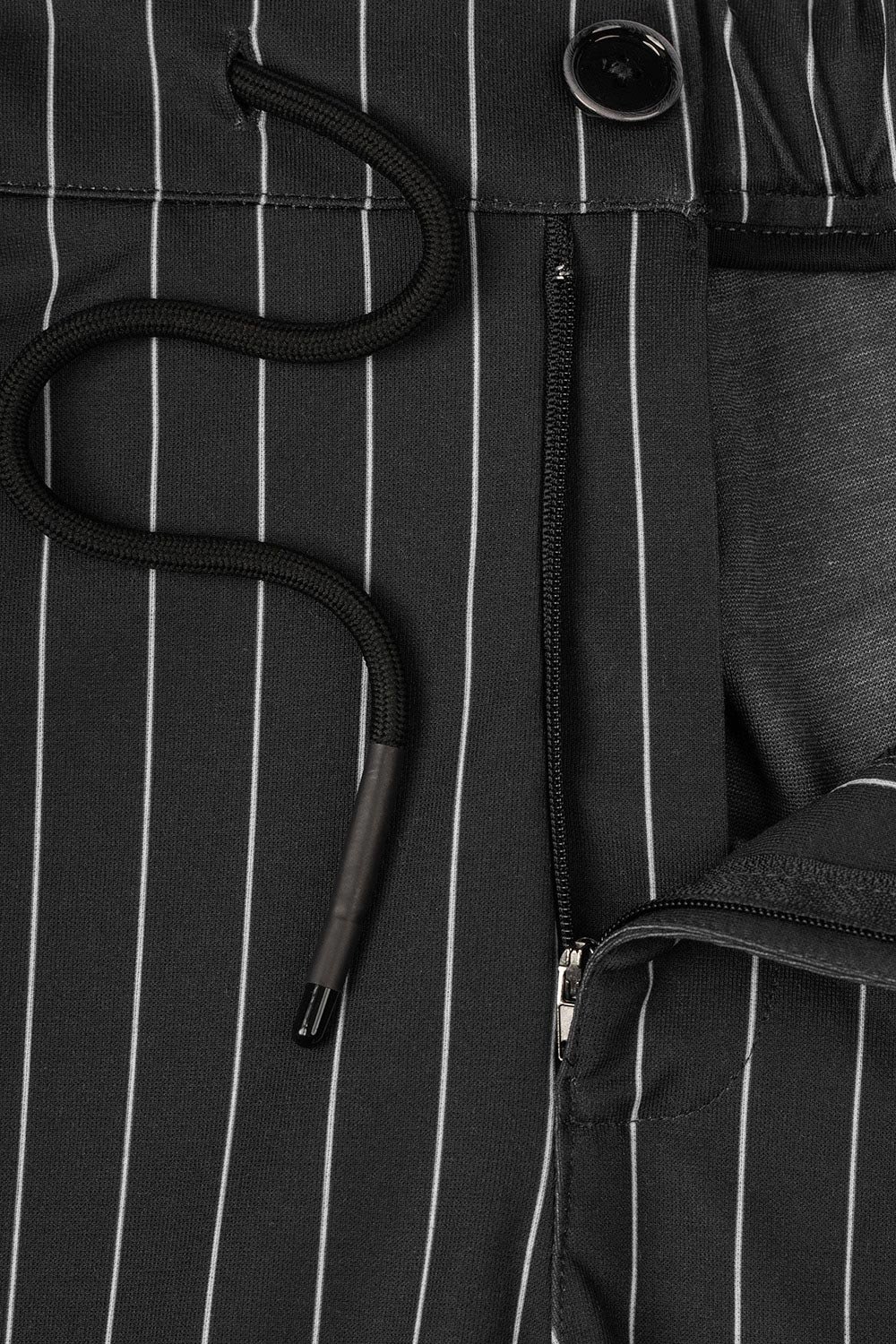 Pantaloni slim negri in dungi