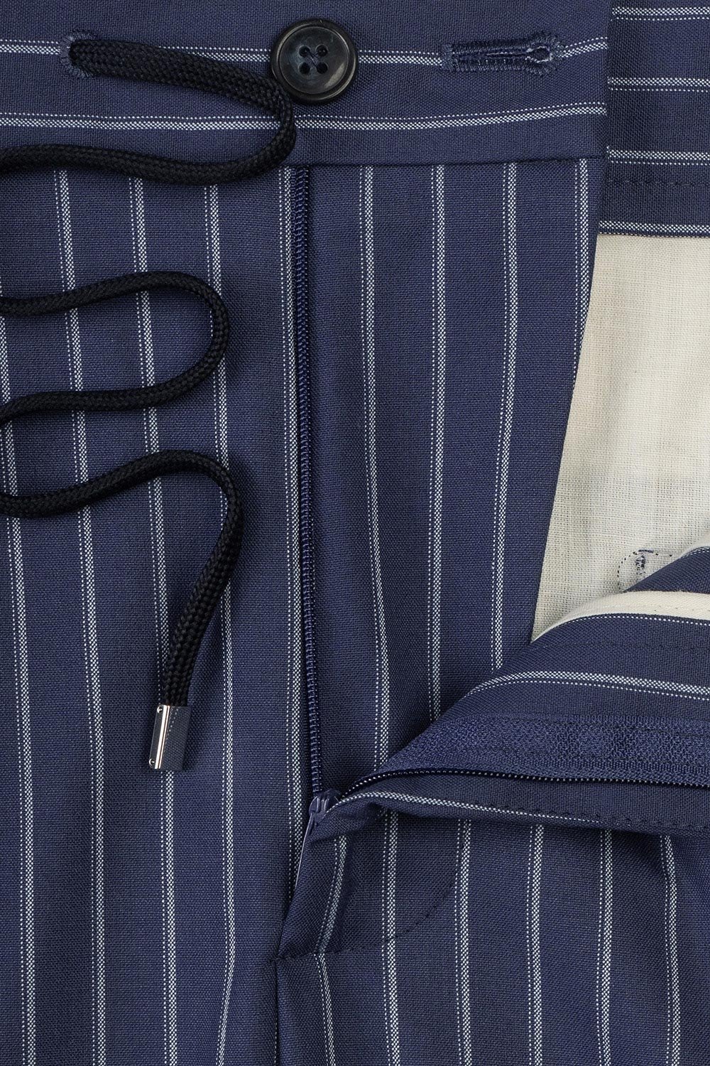 Pantaloni slim albastri cu dungi