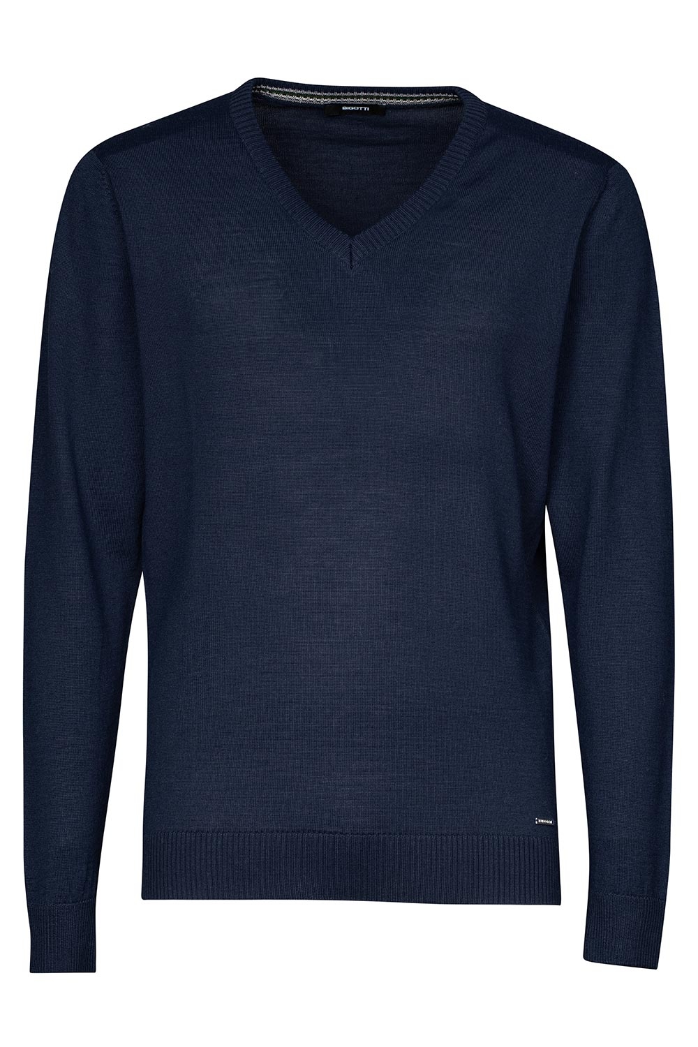 Pulover slim bleumarin guler in v