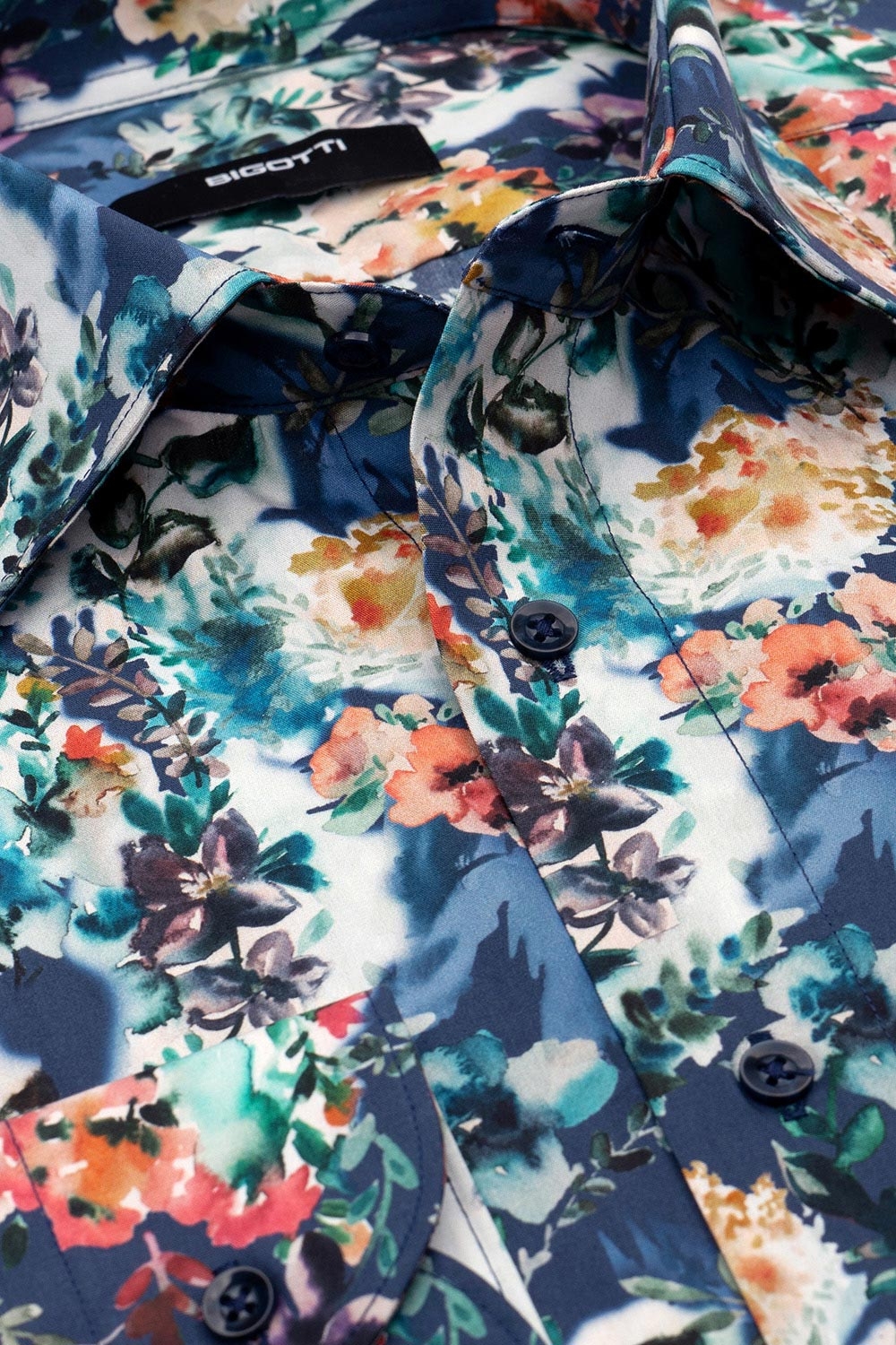 Camasa shaped albastra print floral