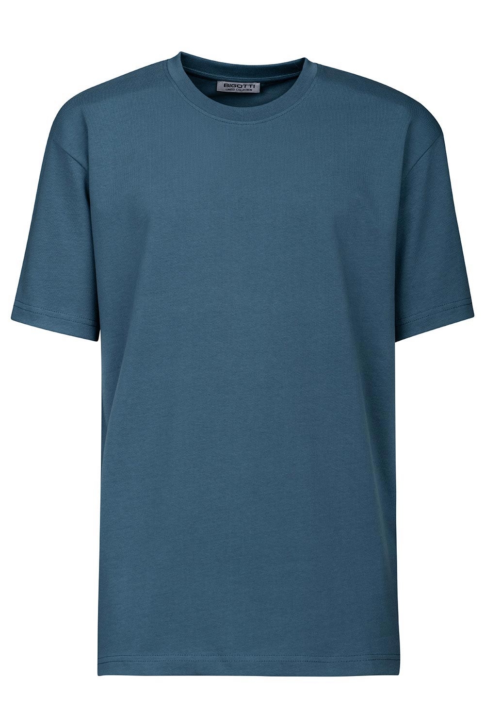 Tricou oversize albastru guler rotund