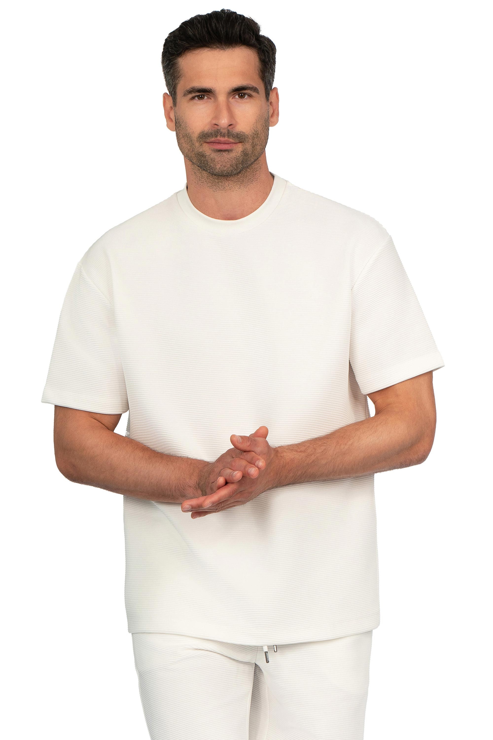 Tricou oversize alb guler rotund