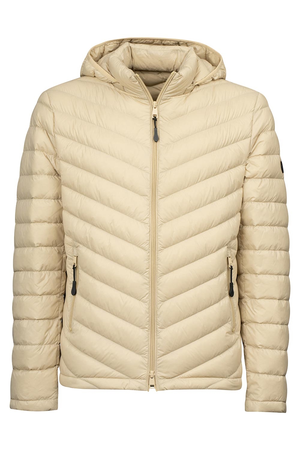 Geaca slim bej uni cu puf