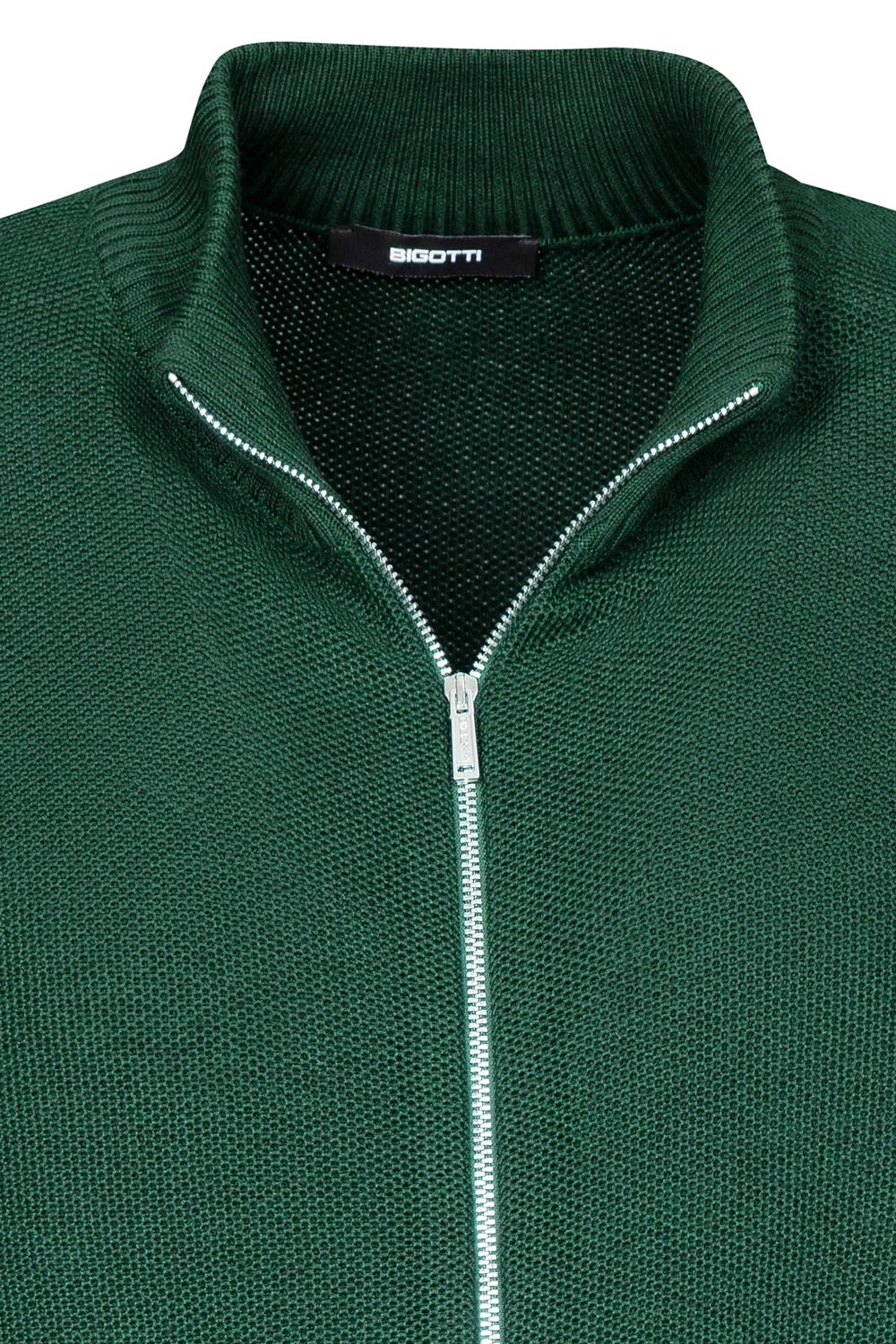 Pulover slim verde cu fermoar