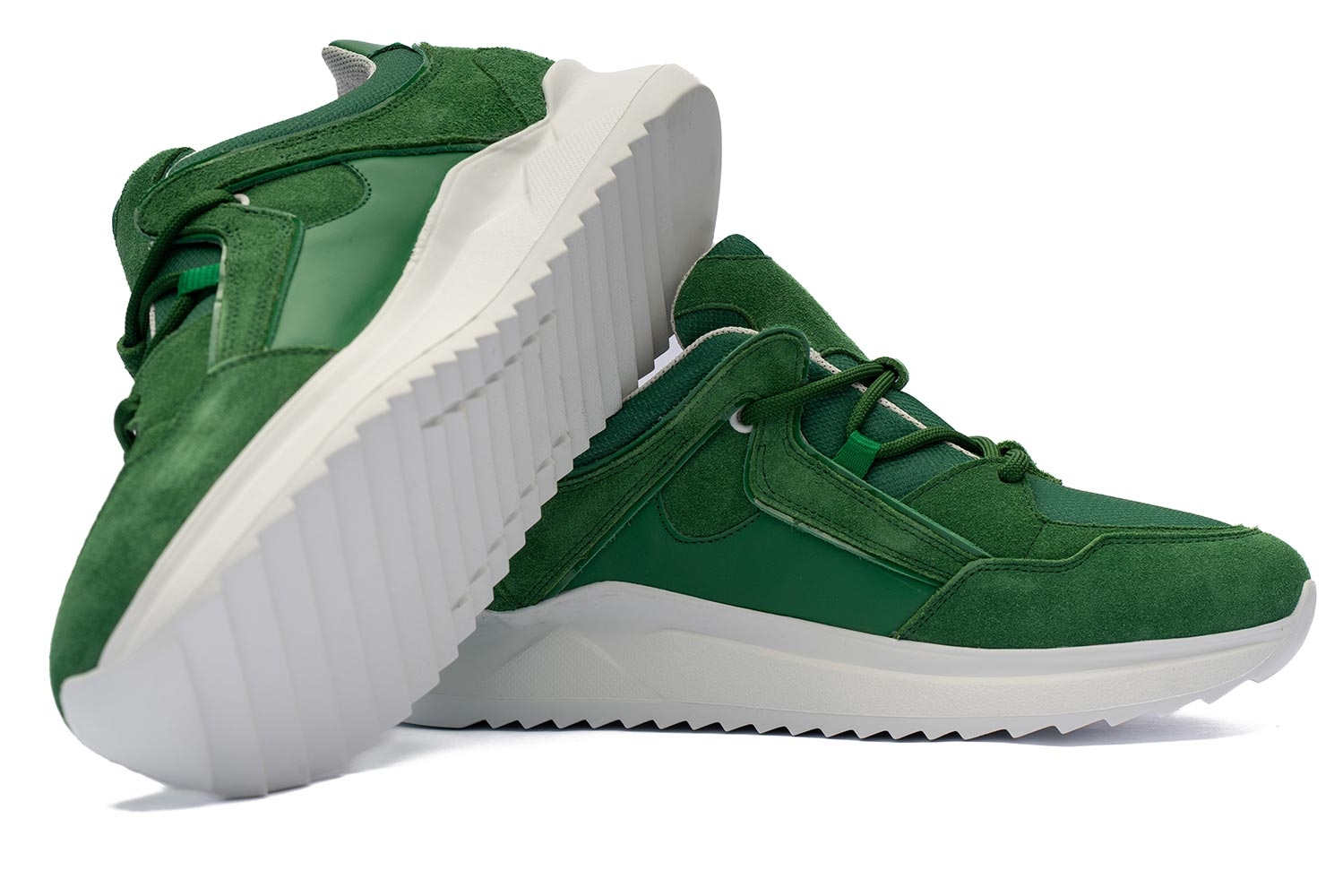 Sneakers verzi piele si textil