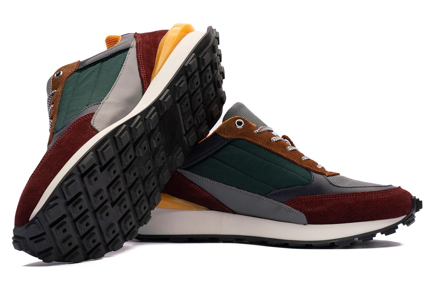 Sneakers multicolori piele mata, piele intoarsa si textil