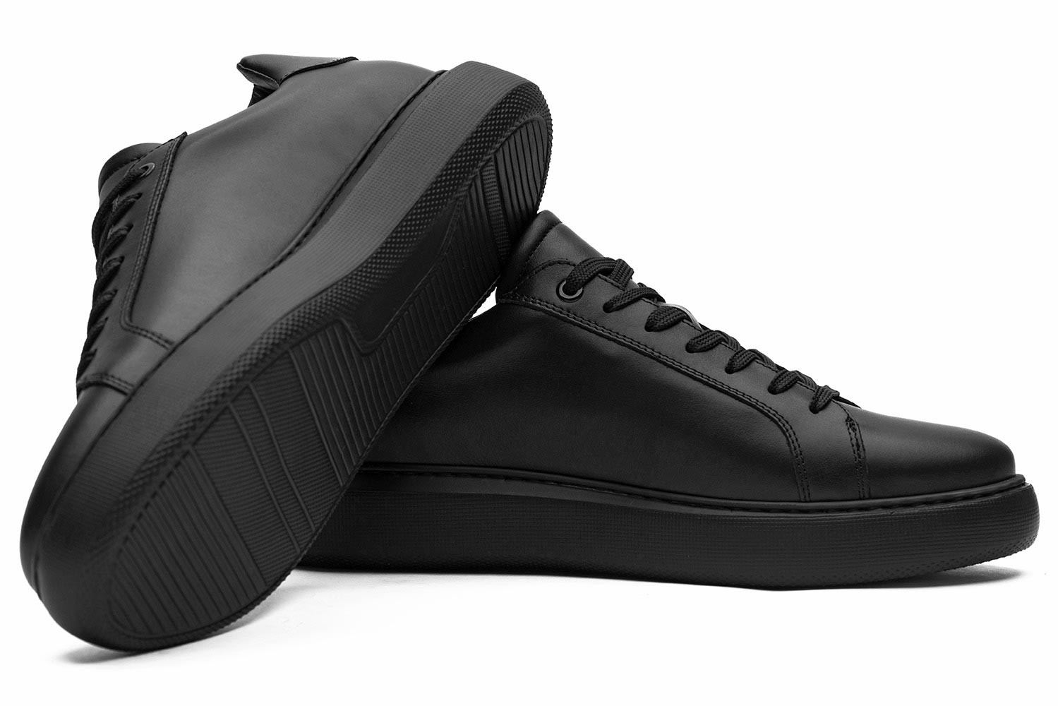 Sneakers negri piele naturala