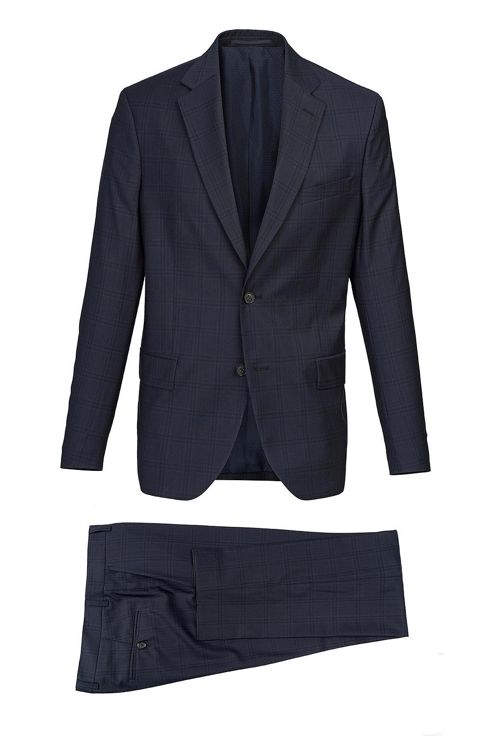 Costum slim conti bleumarin  in carouri