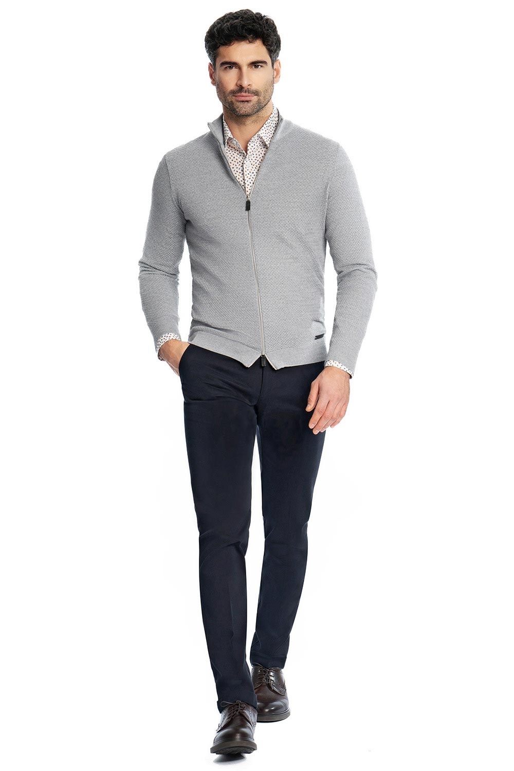 Pantaloni slim bleumarin uni