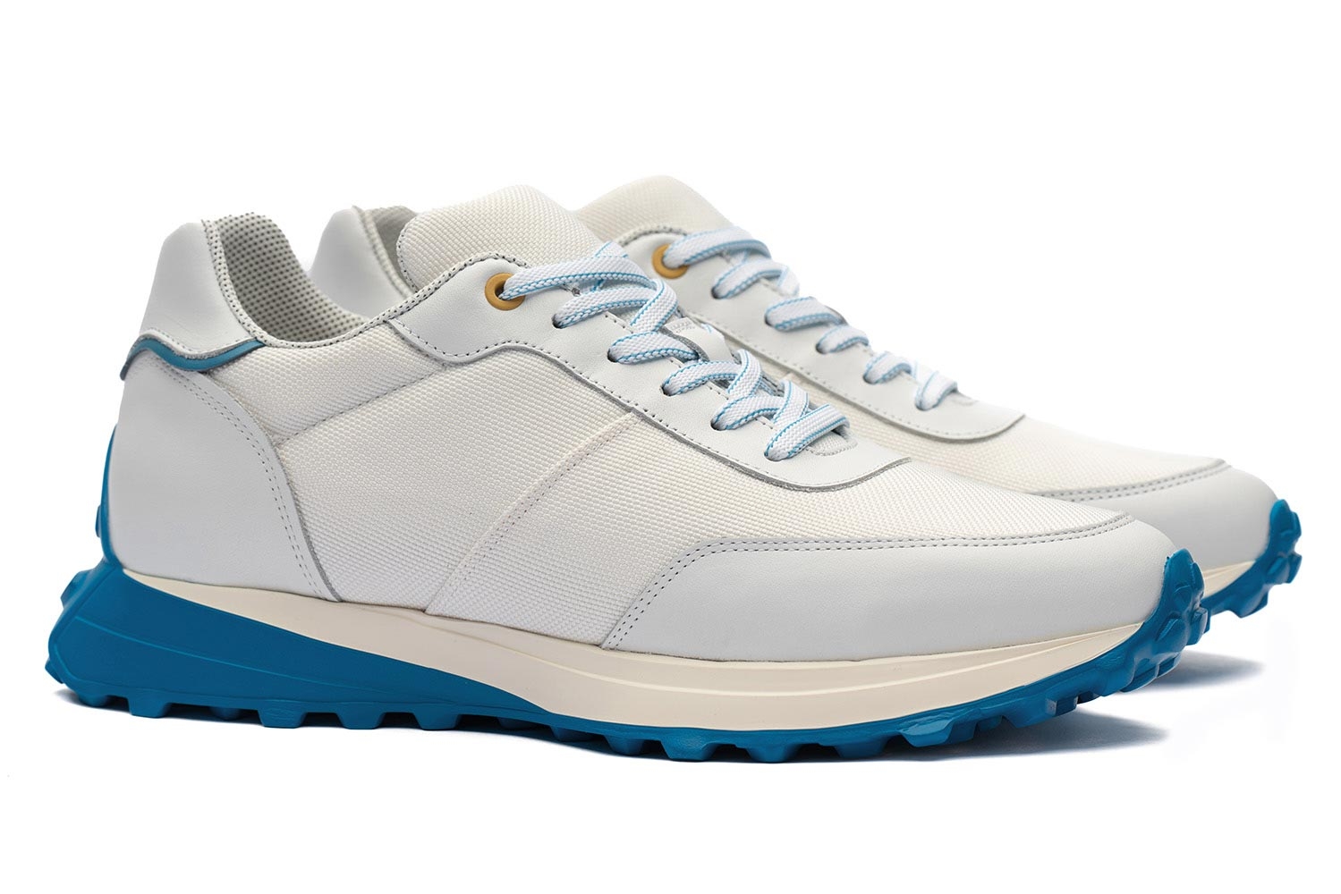 Sneakers albi piele naturala si textil