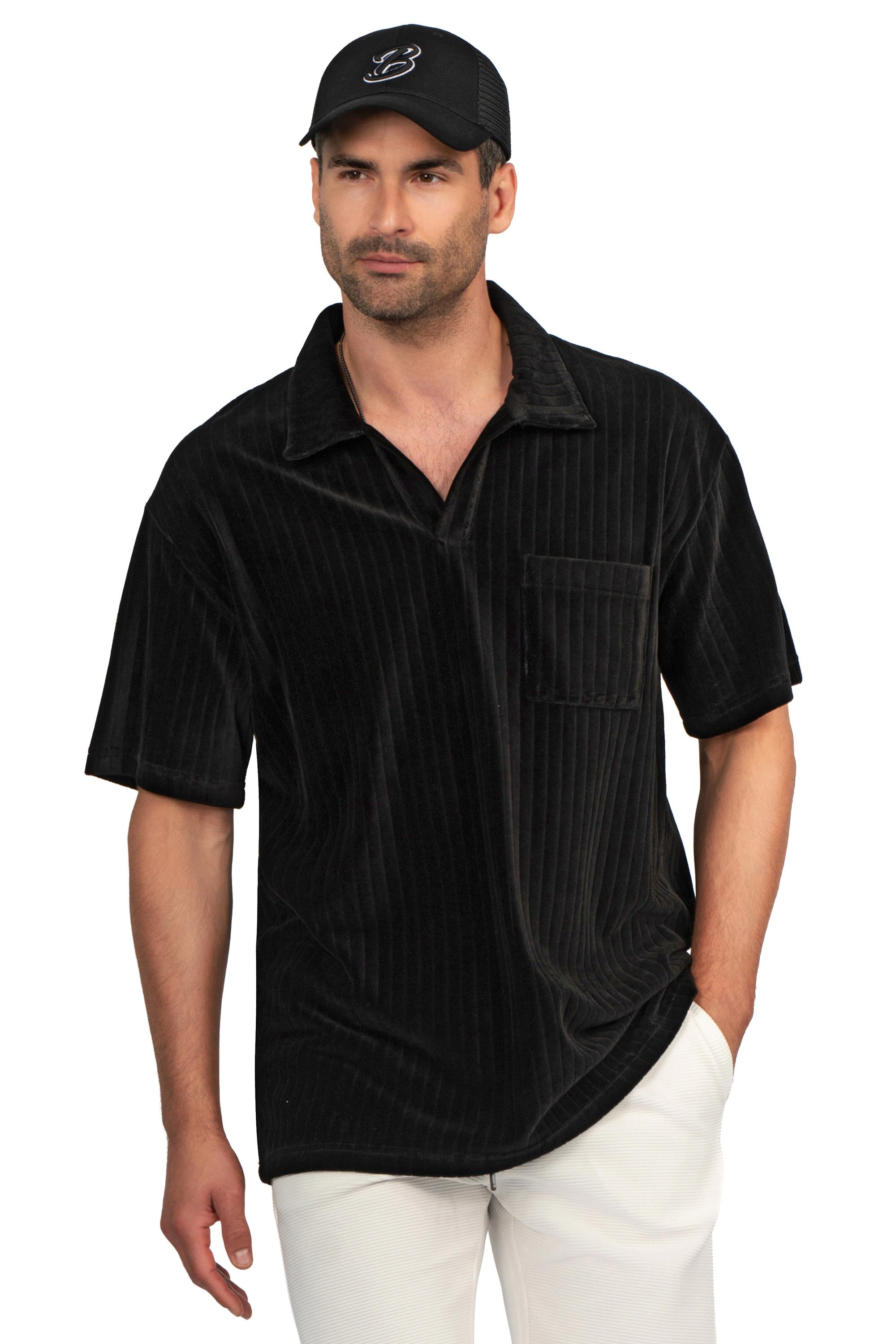 Tricou polo oversize negru uni