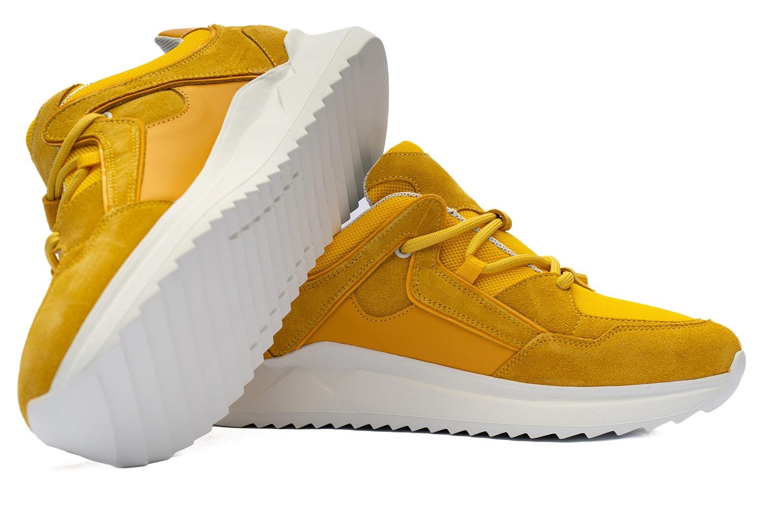 Sneakers galbeni piele si textil