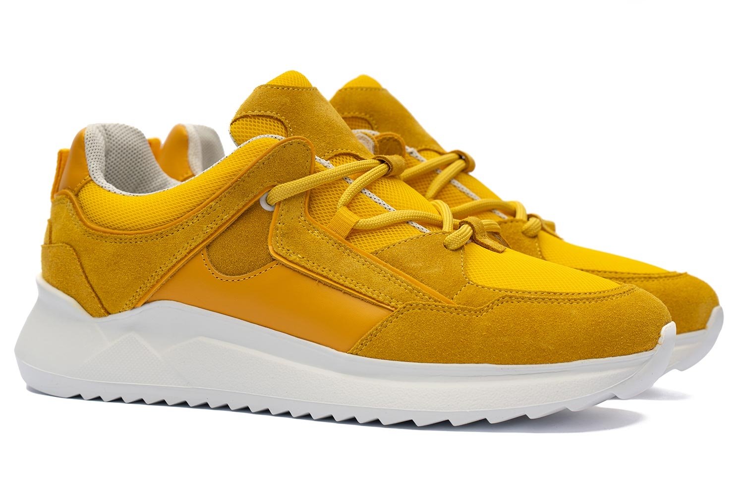 Sneakers galbeni piele si textil