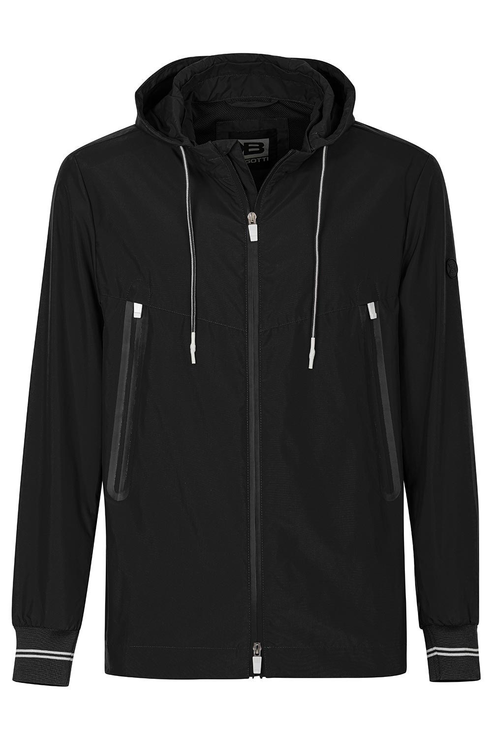 Geaca slim neagra uni cu gluga detasabila