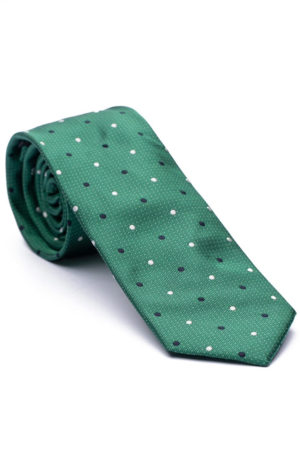 Cravata matase tesuta verde print geometric